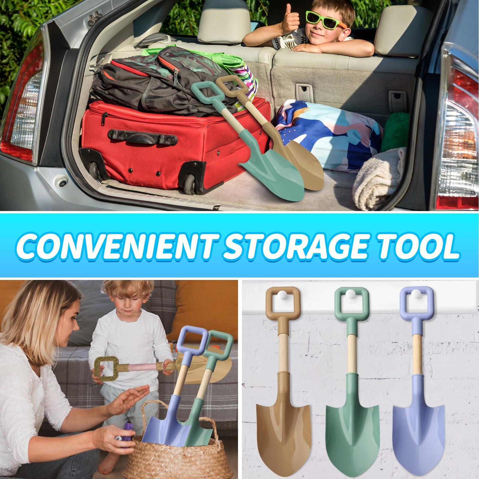 Amarlozn 16\" Wood Beach Sand Shovel Toys for Kids Adults, Heavy Duty Beach Toys Shovels for Sandbox Table, Sand Toy Shovel for Shoveling, Digging, Garden Fun