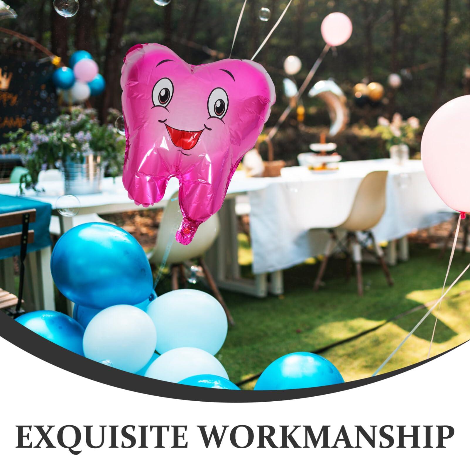 Zerodeko Zerodeko Tooth Shaped Balloons, 4pcs Teeth Themed Balloons Tooth Inflatable Balloons Baby Shower Balloons for Tooth Themed Birthday Party Decorations Rosy