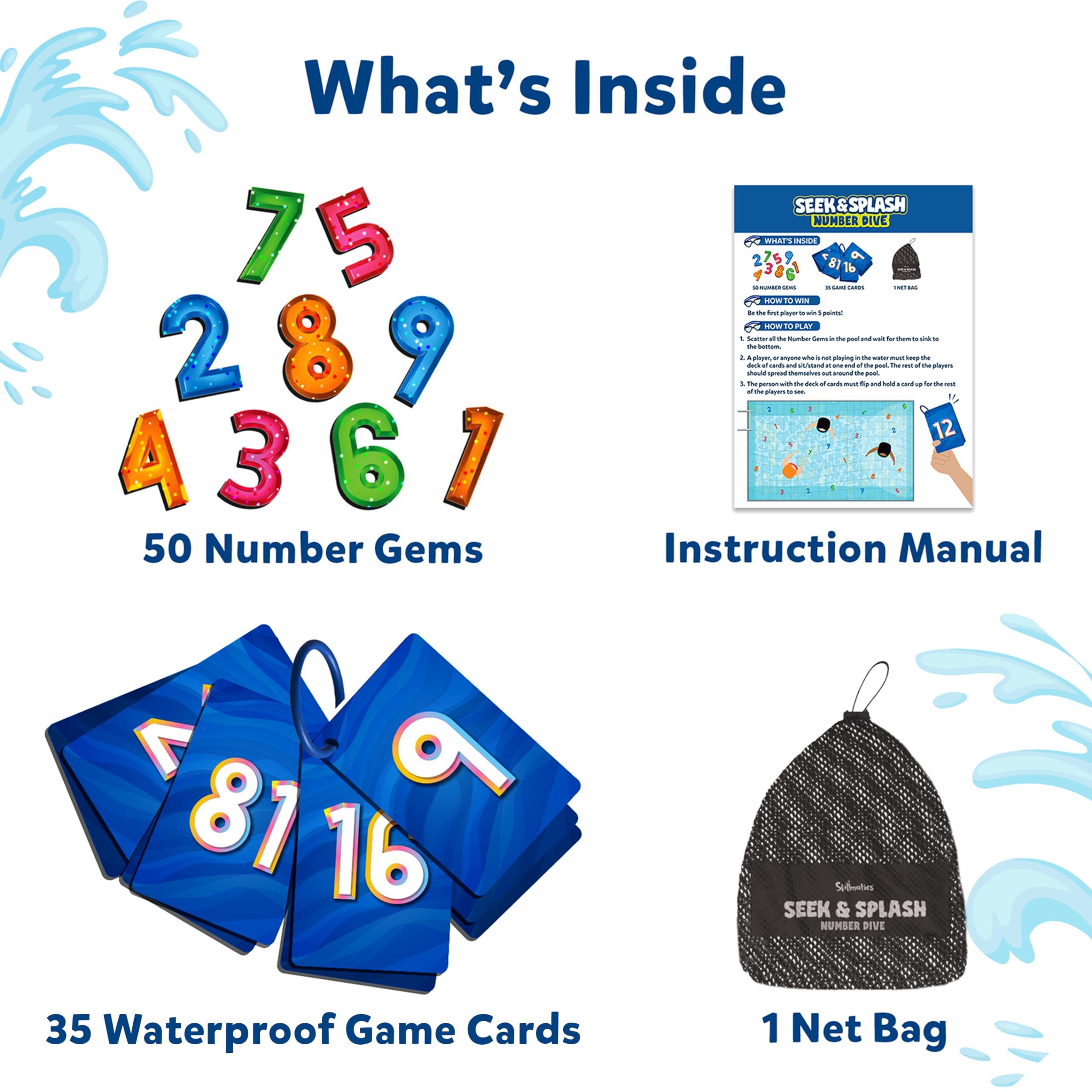 Skillmatics Skillmatics Seek & Splash & Seek & Splash Number Dive Underwater Search and Find Game, Perfect for Swimming Pool & Summer Fun for Kids, Gifts for Boys & Girls Ages 6, 7, 8, 9 & Up