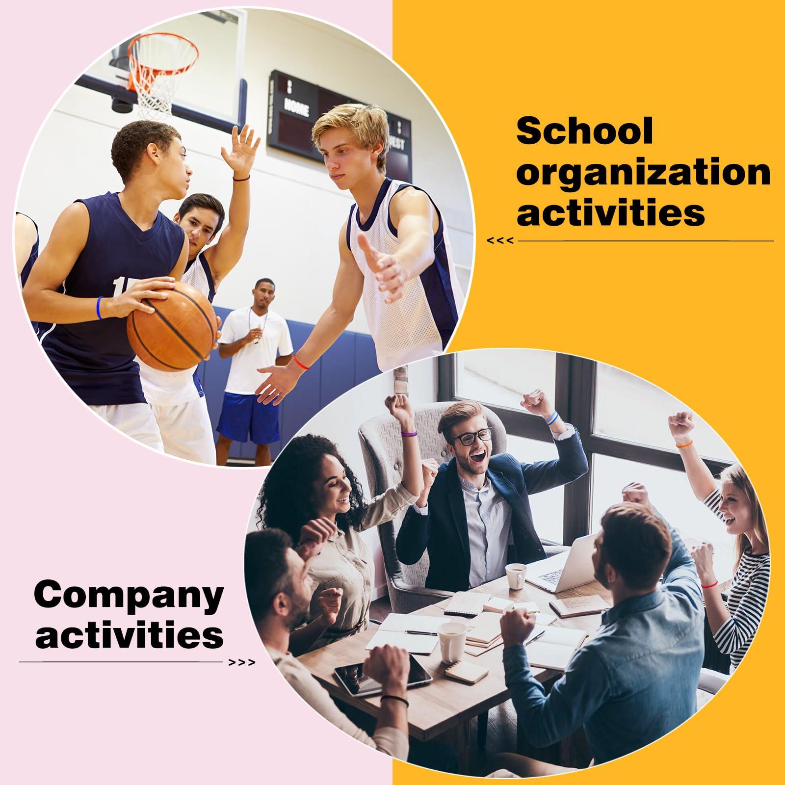 LVNRIDS LVNRIDS 100 PCS Rubber Bracelets Silicone Wristbands 8 inch Length Sports Elastic Wristband Bracelet Bulk Gifts for Men Women Teacher Student Party Orange