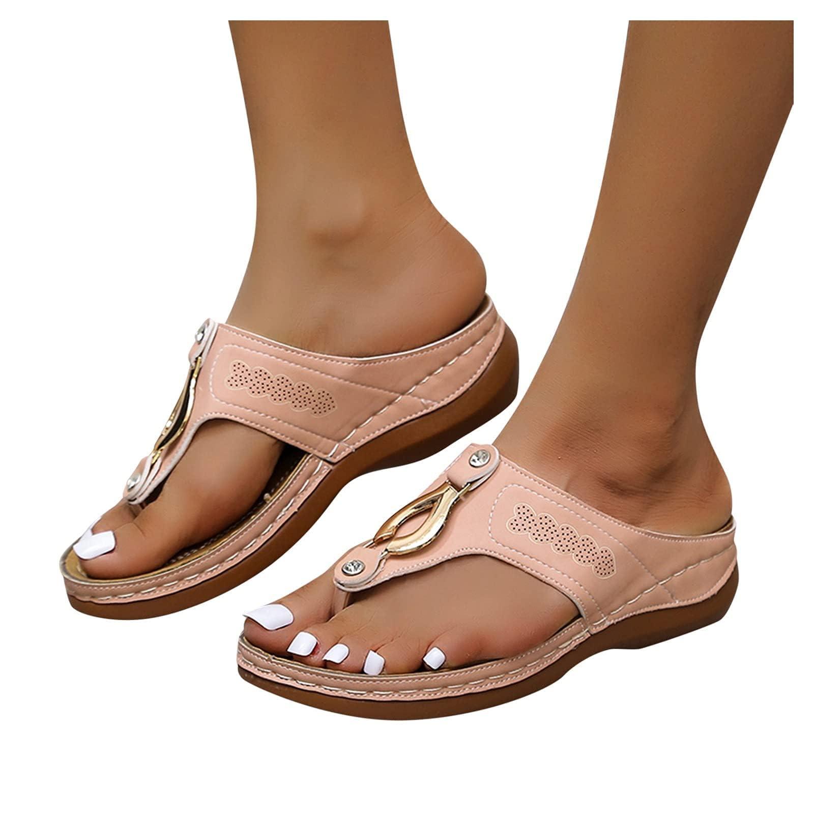 ZBYY ZBYY Sandals for Women 2024 Casual Summer Flip Flops Non Slip Outdoor Sandals Walking Dressy Beach Wedges Platform Shoes