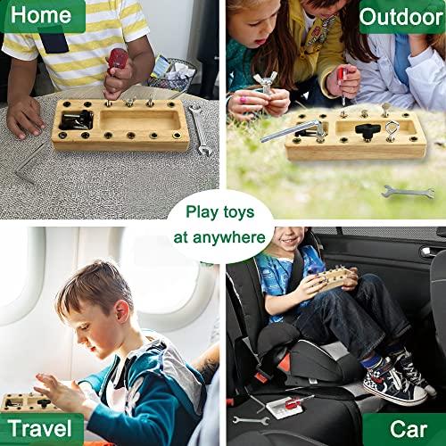 Inslat Inslat Montessori Screwdriver Board Set, Wooden Montessori Toys for 3 4 5 Year Old Kids, Educational Screw Board Sensory Learning Toys STEM Fine Motor Skills Toys