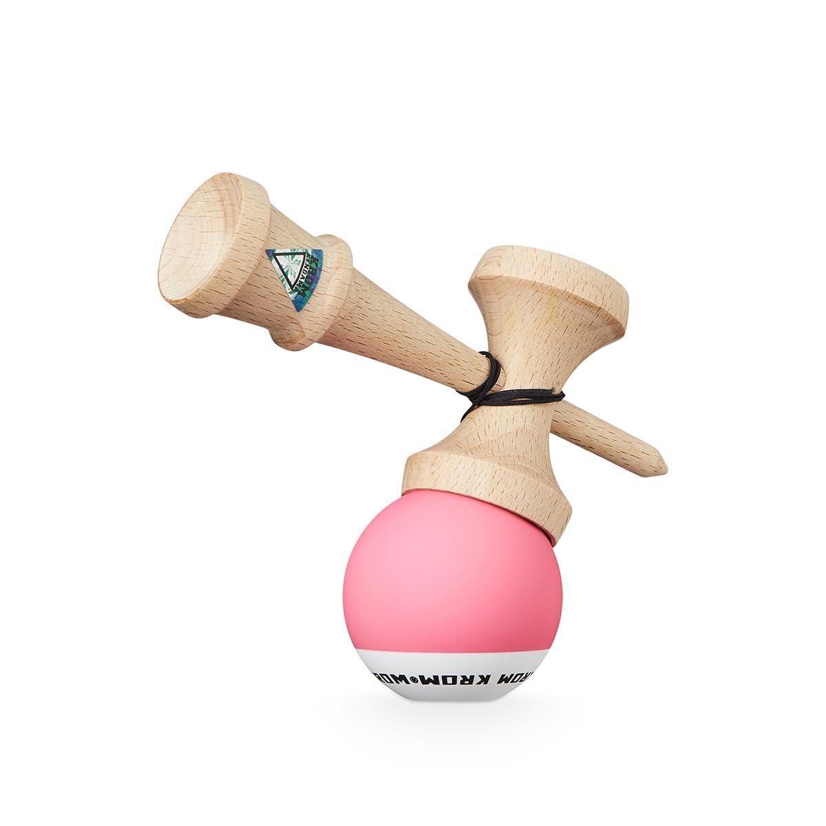 KROM KROM - Kendama Toy POP Pink - High Wood Quality - Extra Strong - for Beginner and Pro - Gift Pack : Extra String + Stickers