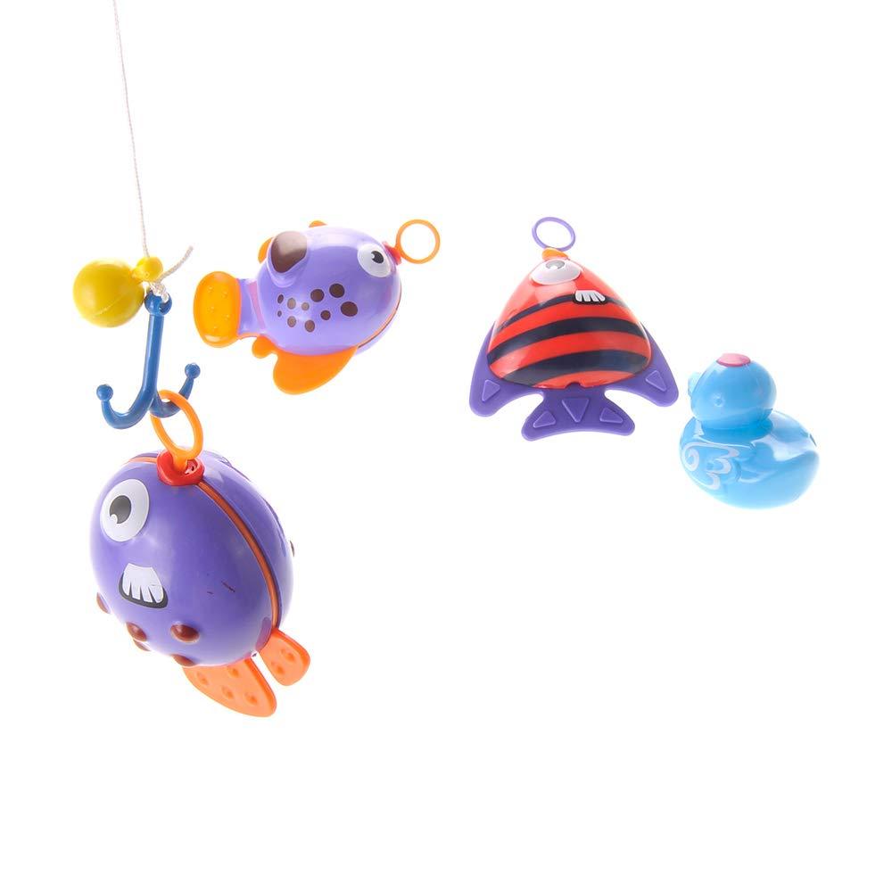 PowerTRC PowerTRC Baby Bath Toy Fishing Set | Hook and Reel Fishing Toy Bathtub, Pool Playset with a Fishing Rod, 3 Fishes & a ducky for Kids Ages 3+