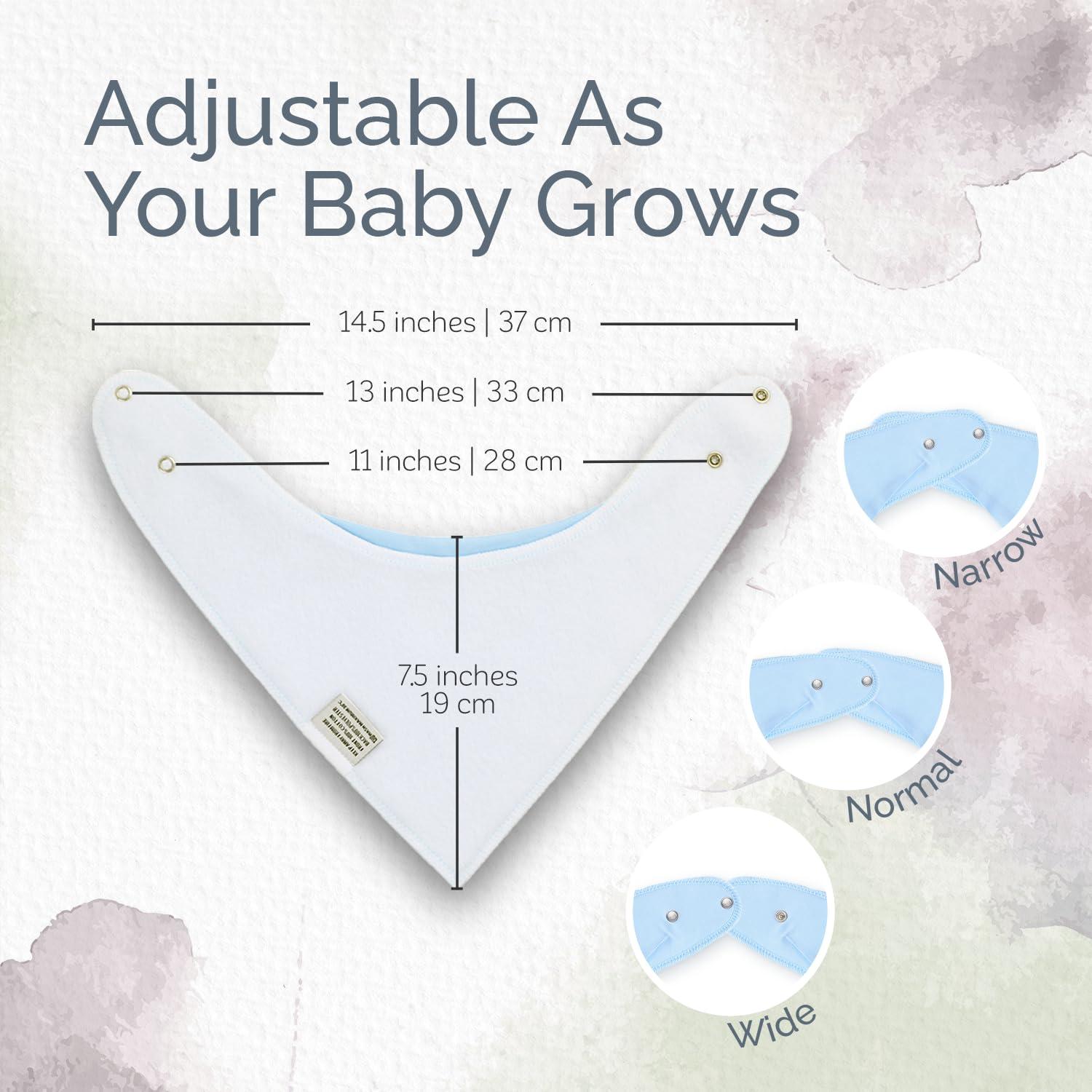 KiddyCare KiddyCare Baby Bibs for Drooling and Teething Baby Girls/boys | Bandana Bibs for Eating, Washable Bibs for Newborn Babies | Organic Cotton Bibs for Infants, Feeding Bibs Waterproof 8|Pack