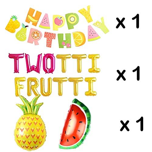 HEETON HEETON Twotti Frutti Birthday Decorations Balloons Twotti Fruity Cake Topper Second Fruit Pineapple Watermelon Balloon Garland Summer Birthday Party Supplies Decorations