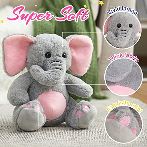 BSTAOFY BSTAOFY 13'' Light up Elephant Stuffed Animals Glow LED Elephant Soft Plush Toys Night Light Companion Birthday Christmas for Kids Boys Girls
