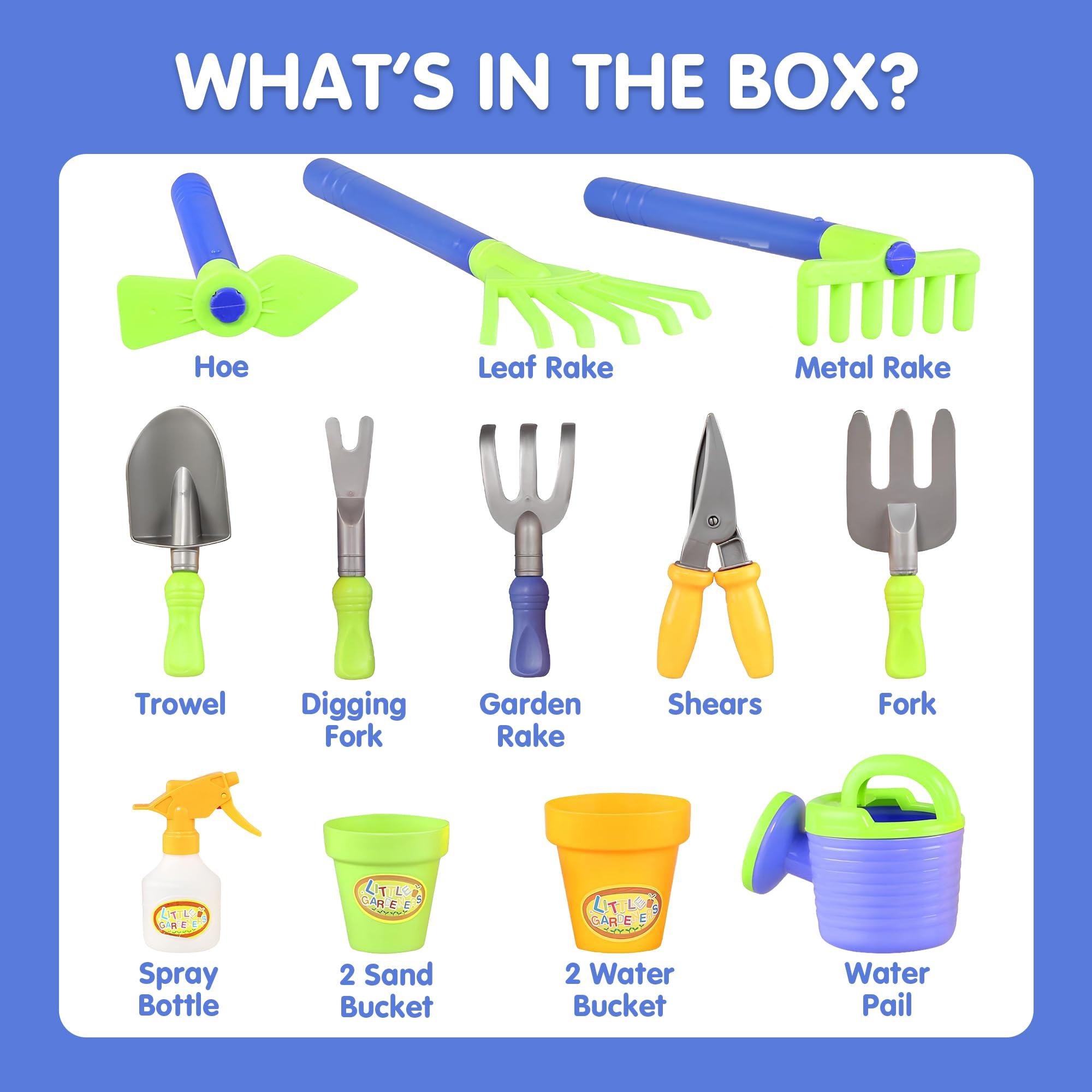 Liberty Imports Liberty Imports Pull Along Garden Wagon and Gardening Tools Toy Play Set for Toddlers, Kids with Outdoor Tools, Plant Pots, Accessories