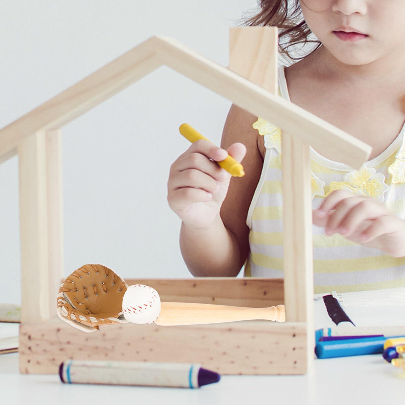 Gadpiparty Gadpiparty Mini Baseball Bat 1:12 Miniature House Sports Baseball Bat Glove and Ball Set Mini House Decoration Accessories for Accessories Bat and Key Materials Decor 2 Sets