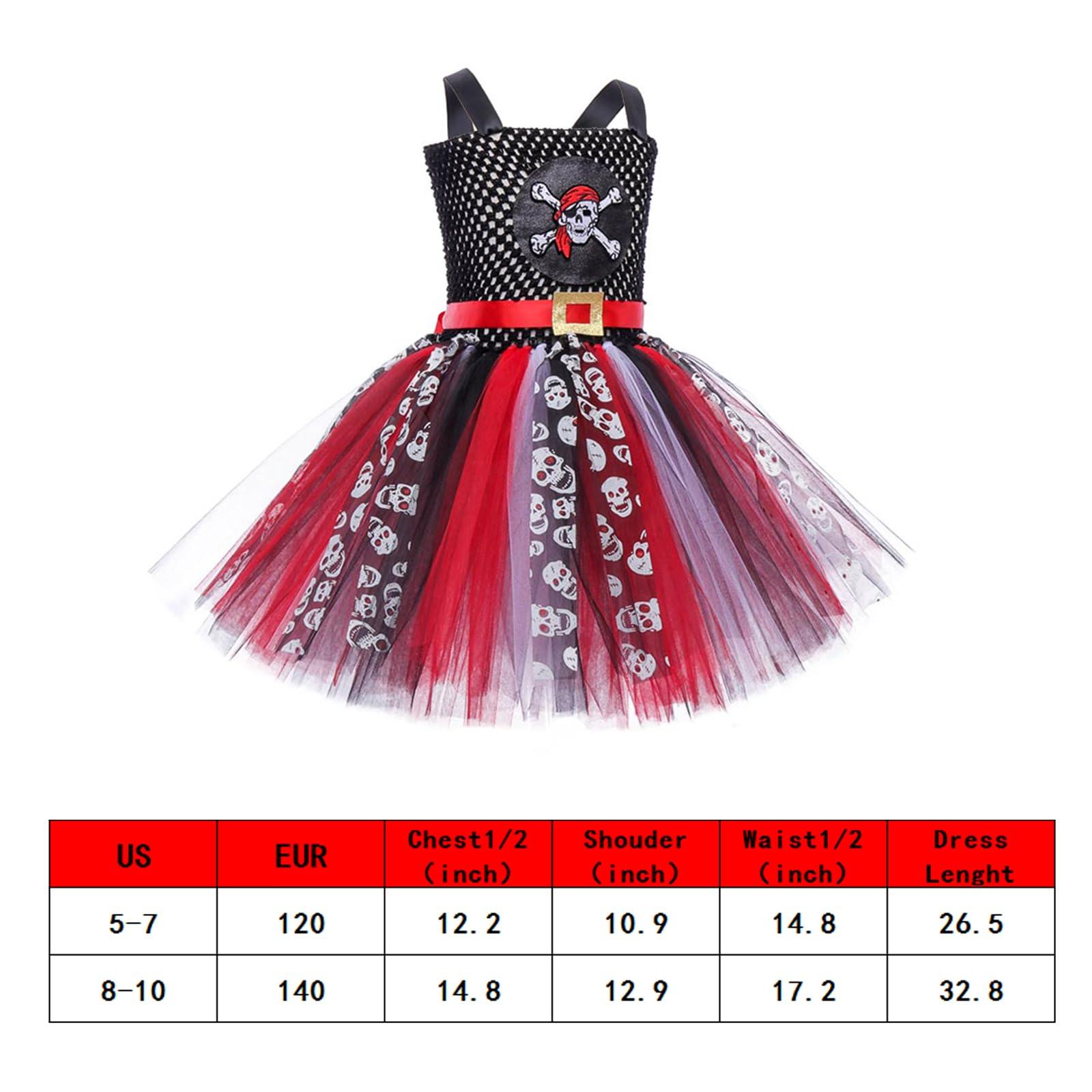 Timisea Timisea Pirate Costume Kit for Girls, Pirate Tutu Dress for Halloween, Girls Pirate Accessory Set, Pirate Costume Toddle