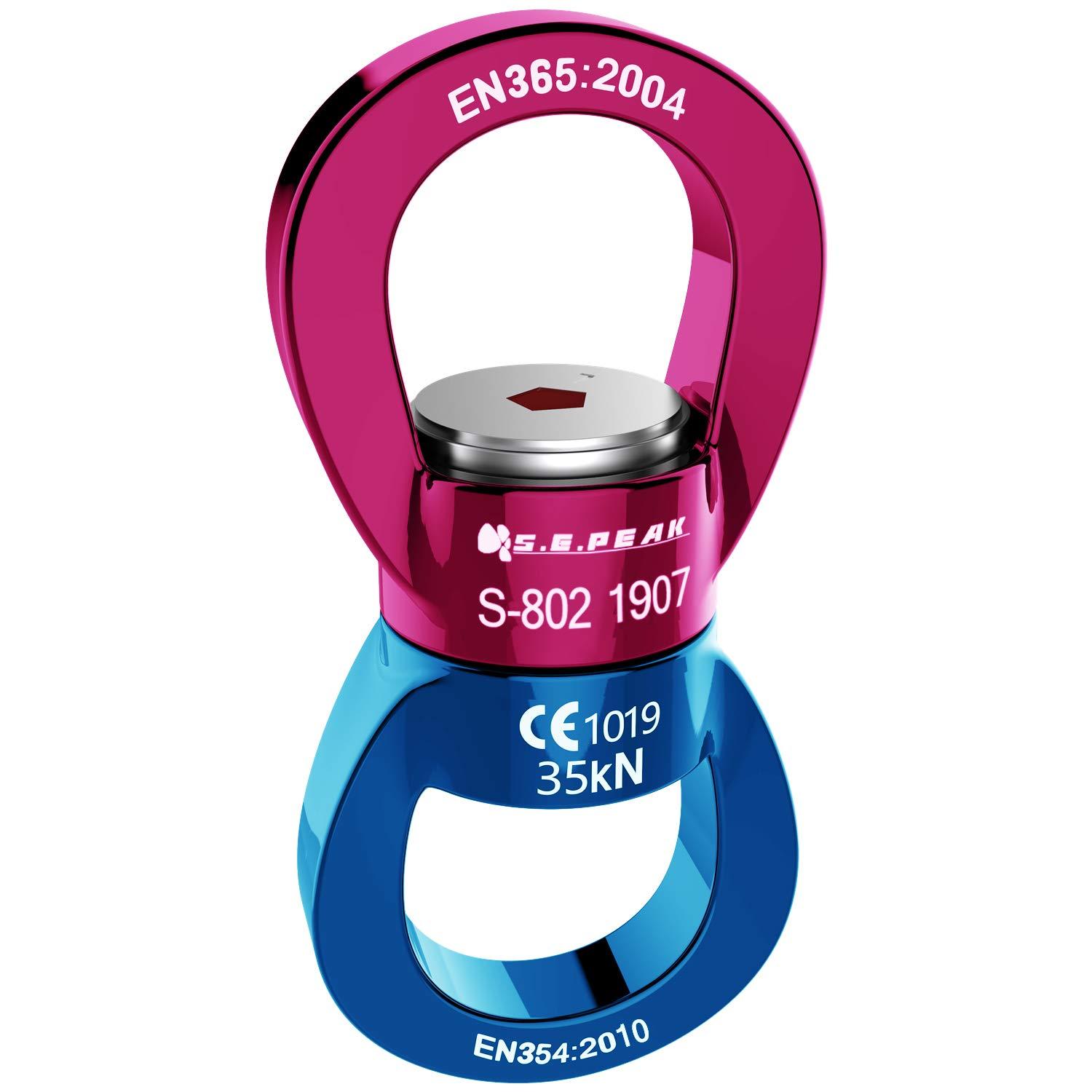 PROND PROND Swing Swivel 35kN Safest Rotational Device, Swing Spinner, Carabiner Swivel, Climbing Rope Swivels for Childrens Web Tree Swing Setting, Aerial Dance, Hanging Hammock (Blue Red)