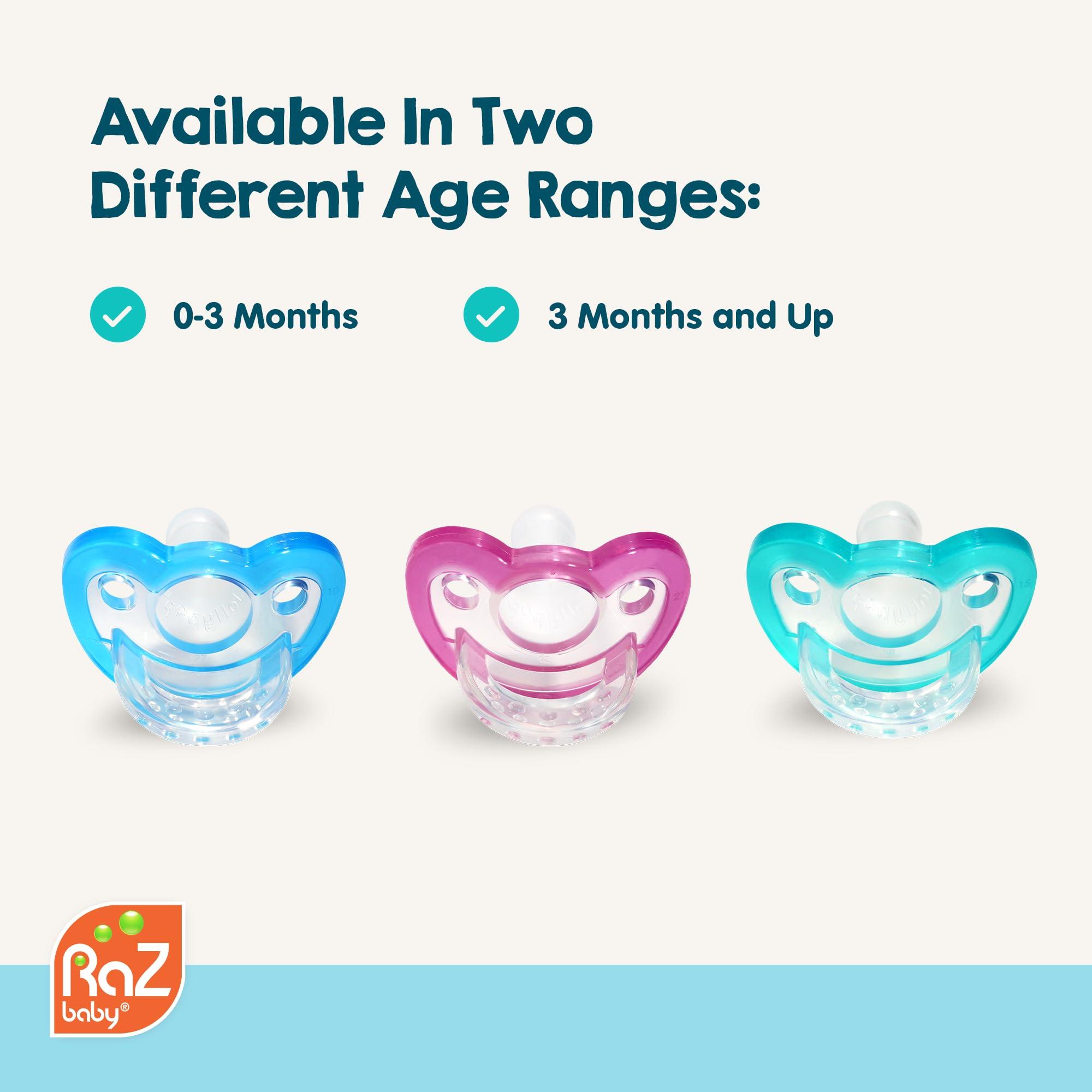 RAZBABY RaZbaby Jollypop Pacifier for Babies 3 Months and Up, USA Made, Natural Shaped Orthodontic Binky, Lovingly Shared in NICUs & Hospitals Worldwide, Medical-Grade 100% BPA-Free - 2 Pack - Teal