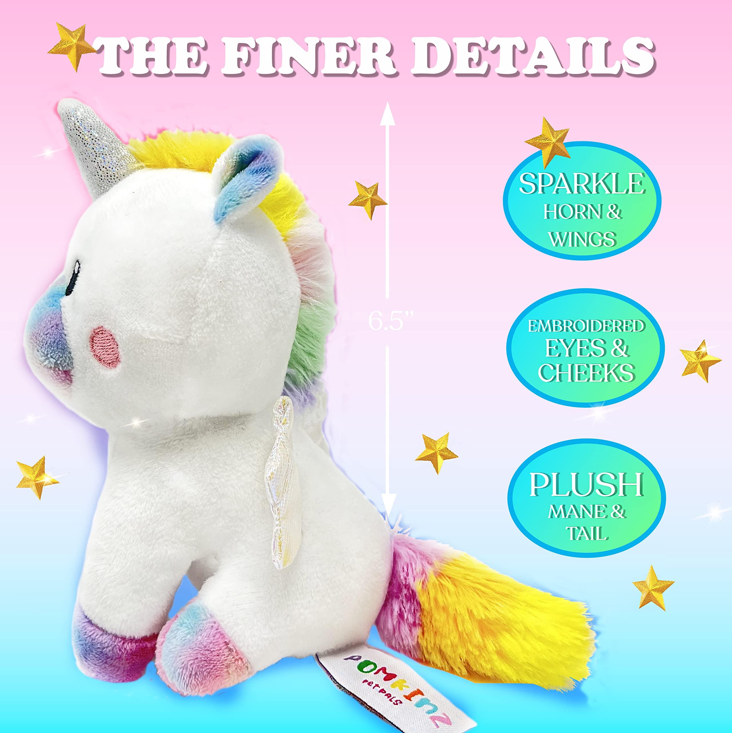 Pomkinz Unicorns Gifts for Girls Unicorn Stuffed Animals for Girls- Unicorn Toys for Girls Age 3 4 5 6 7 8 Year Old Little Girl Toys Plushies Stuffed Animal Plush Squishies Rainbow Toy Purse Little Girl Gifts