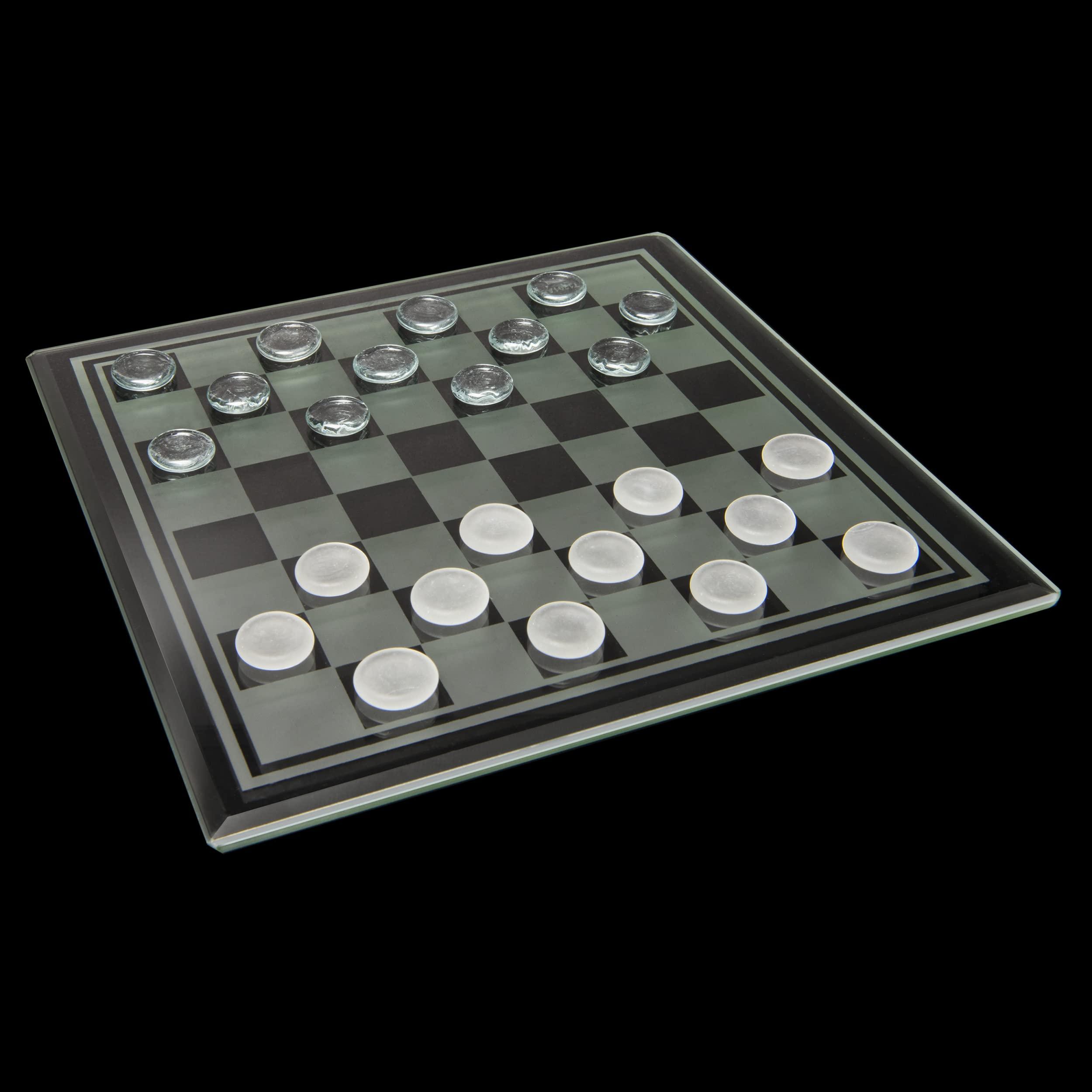 Spin Master Game Chess & Checkers with Glass Board