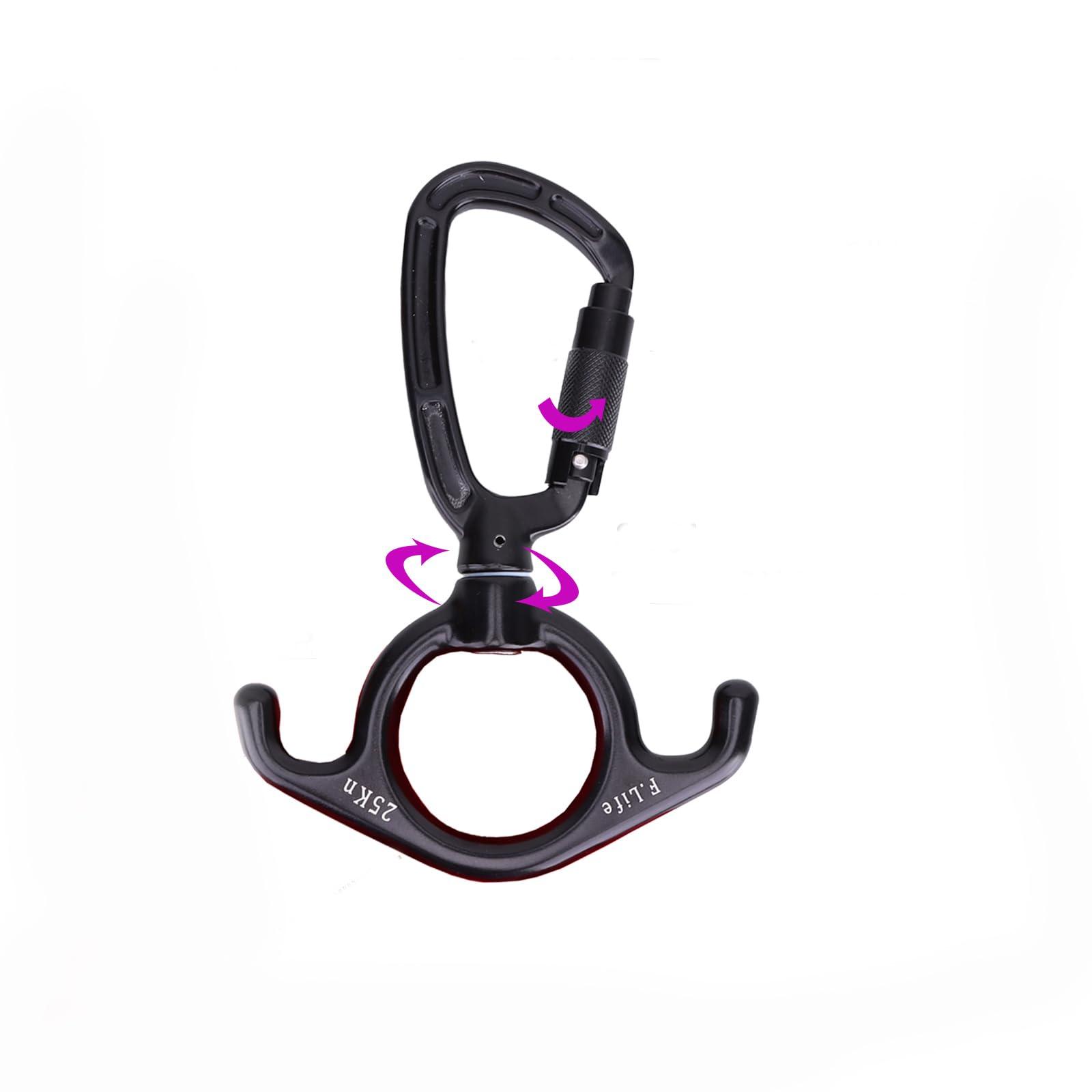 F.Life Aerial Silks Hardware or Single Point Yoga Hammock Rigging Aluminum Swivel D Auto Locking Carabiner Rated 25KN Low Ceilings
