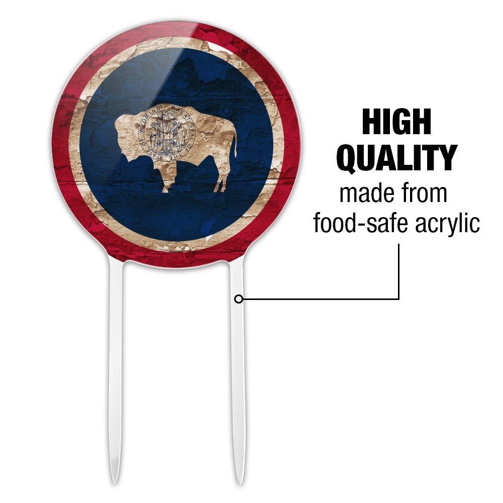 GRAPHICS & MORE Acrylic Rustic Distressed Wyoming State Flag Cake Topper Party Decoration for Wedding Anniversary Birthday Graduation
