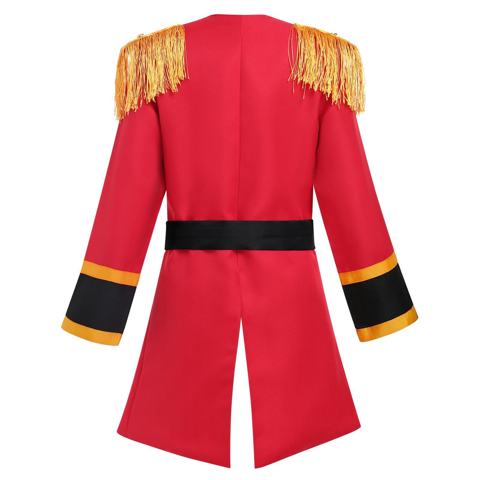 ODOLDI Boys Circus Outfit Toddler Ringmaster Jacket Kids Halloween Birthday Party Circus Ringmaster Outfits Red 3-4 Years