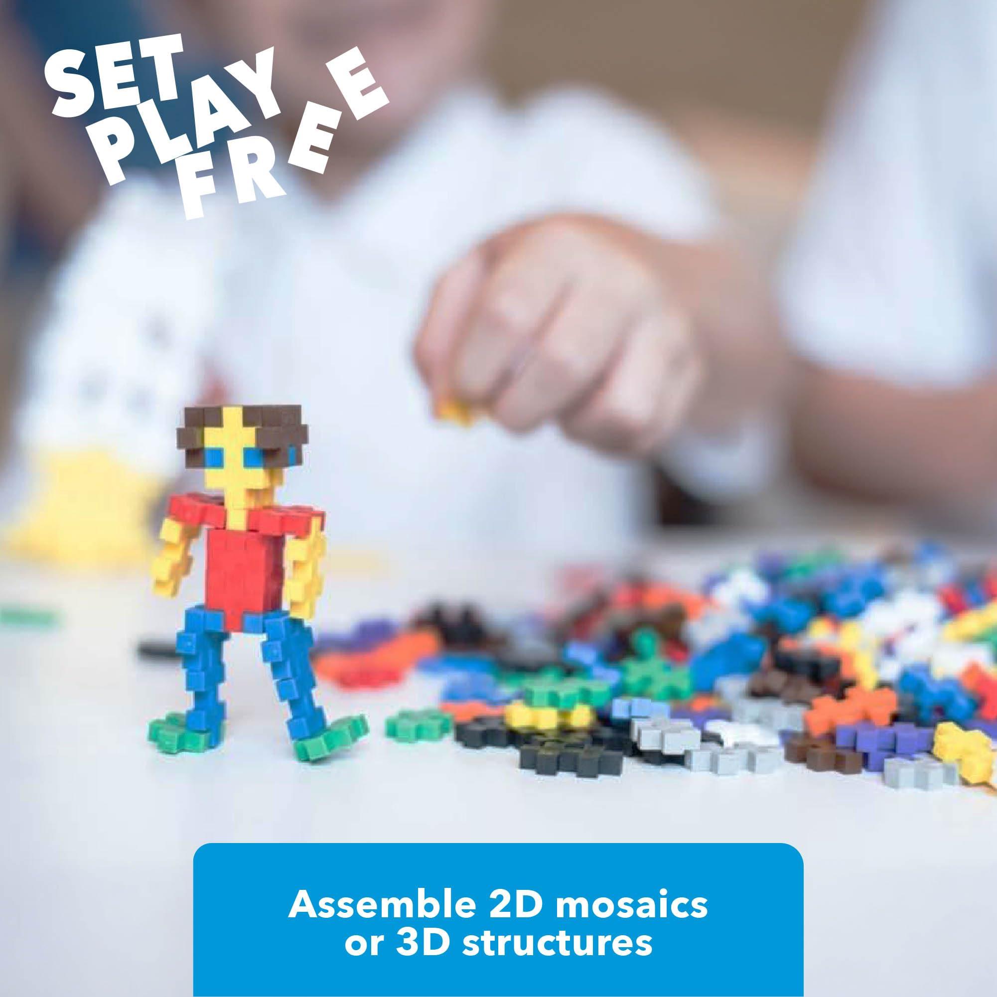PLUS PLUS PLUS PLUS - Open Play Set - 600 Piece - Basic Color Mix, Construction Building Stem Toy, Interlocking Mini Puzzle Blocks for Kids