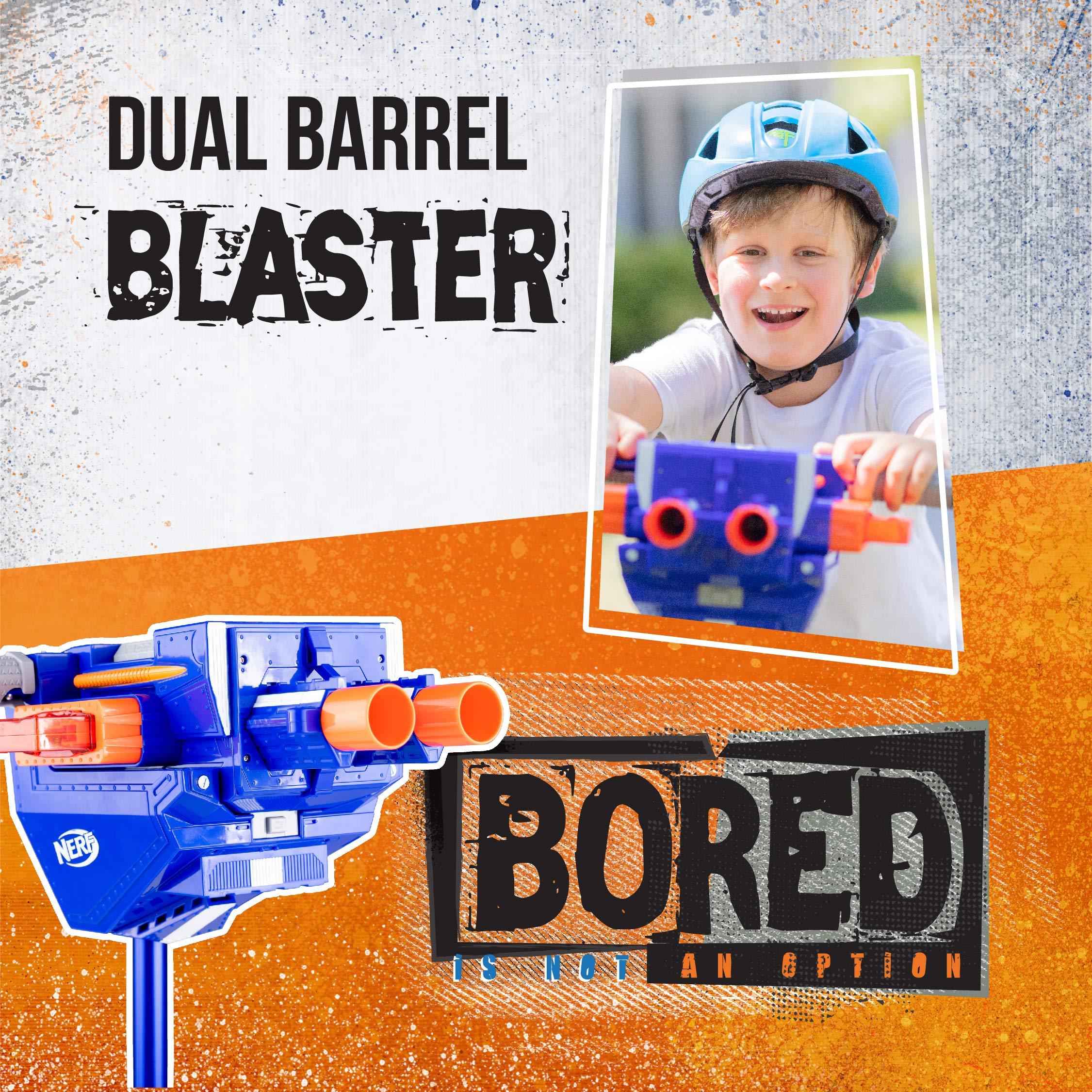 NERF NERF Kick Scooter for Kids, Dual Barrel Blaster Fires Up to 40 Feet, Supports Up to 150lbs, Rear Brake, Sturdy Steel Frame, Wide Surface Textured Molded Deck, Outdoor Activities for Boys/Girls