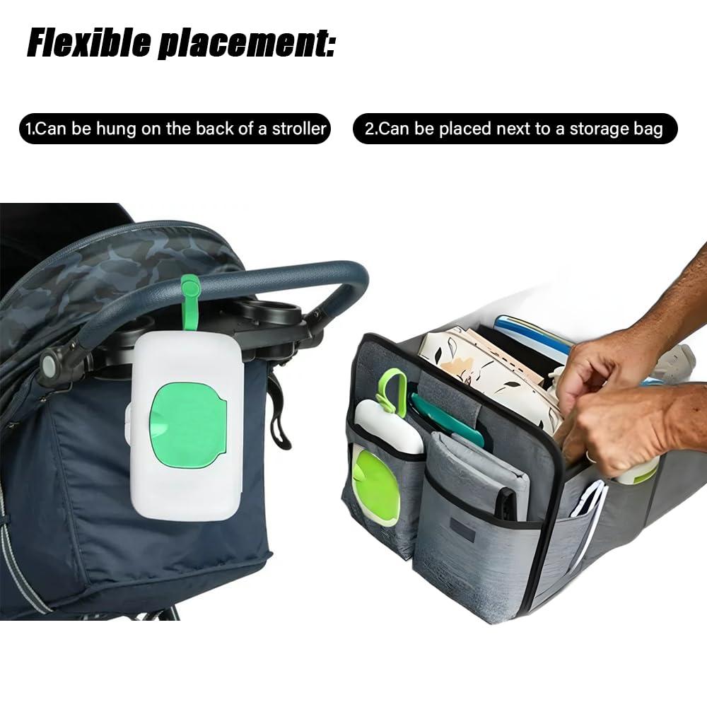 MayFancy Travel Wipe HolderWipes Container,Wet Wipe Container Box for StrollersHanging Refillable Wipes Dispenser Portable Baby Wipe Case for Indoor Outdoor Use (Green+Red+Grey 3pcs)
