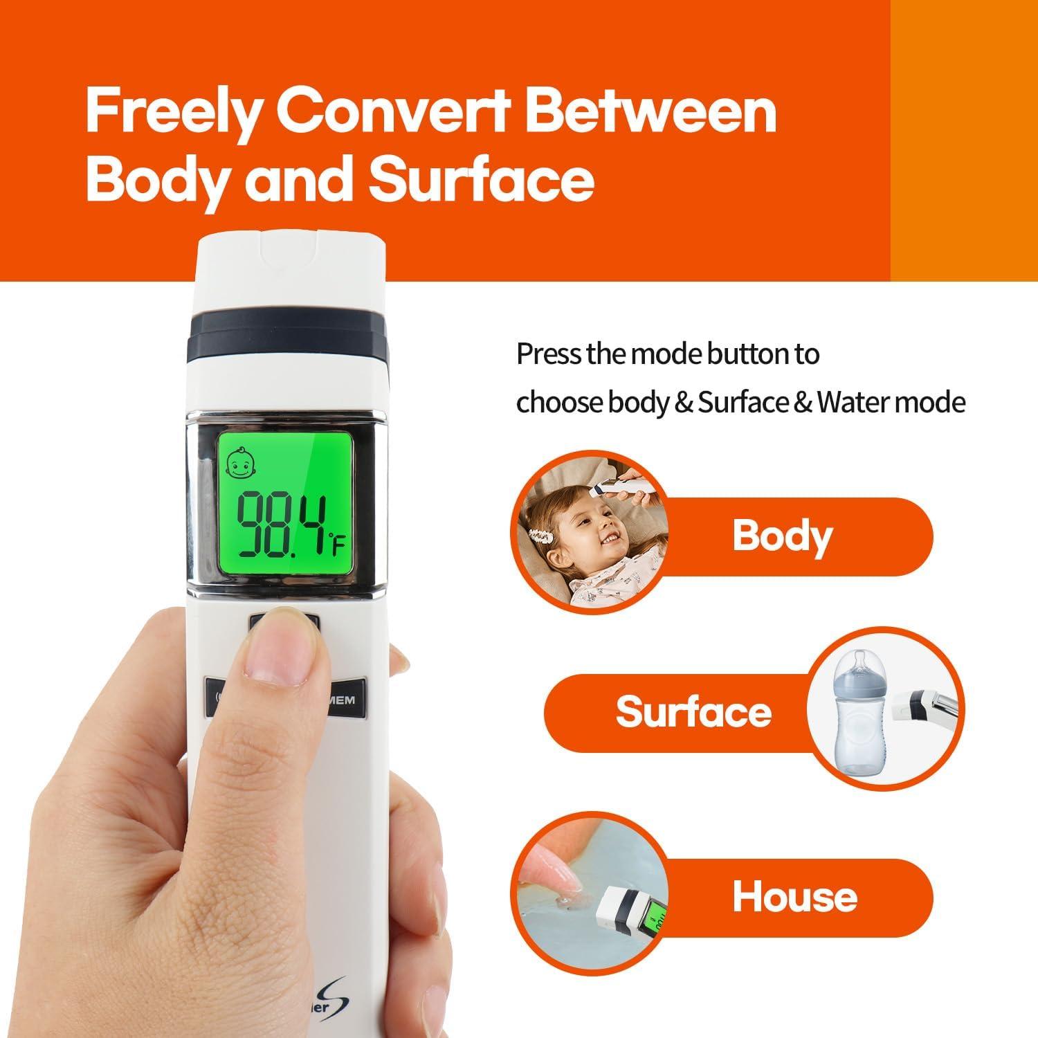 HuBDIC HubiBaby No-Touch Forehead Thermometer, Digital Infrared Thermometer for Adults and Kids, Baby Thermometer with Fever Alarm Fast and Accurate,Ideal for Whole Family (White)