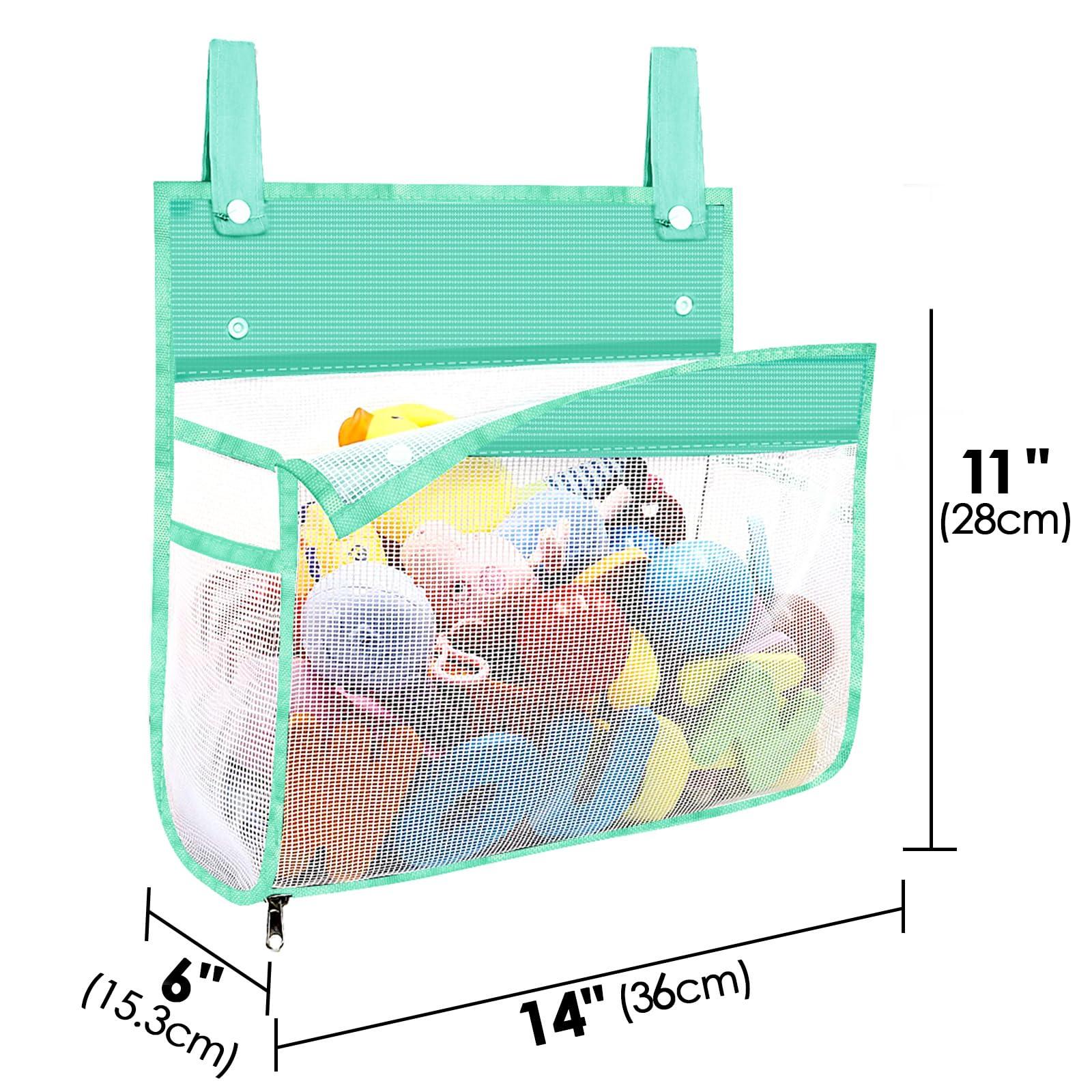 Linkidea Linkidea 2 Pack Zippered Mesh Bath Toy Organizer, Bath Toy Storage Bag Multiple Ways to Hang, Bathroom Toy Mesh Bag, Bathtub Toy Storage Holder (Green)