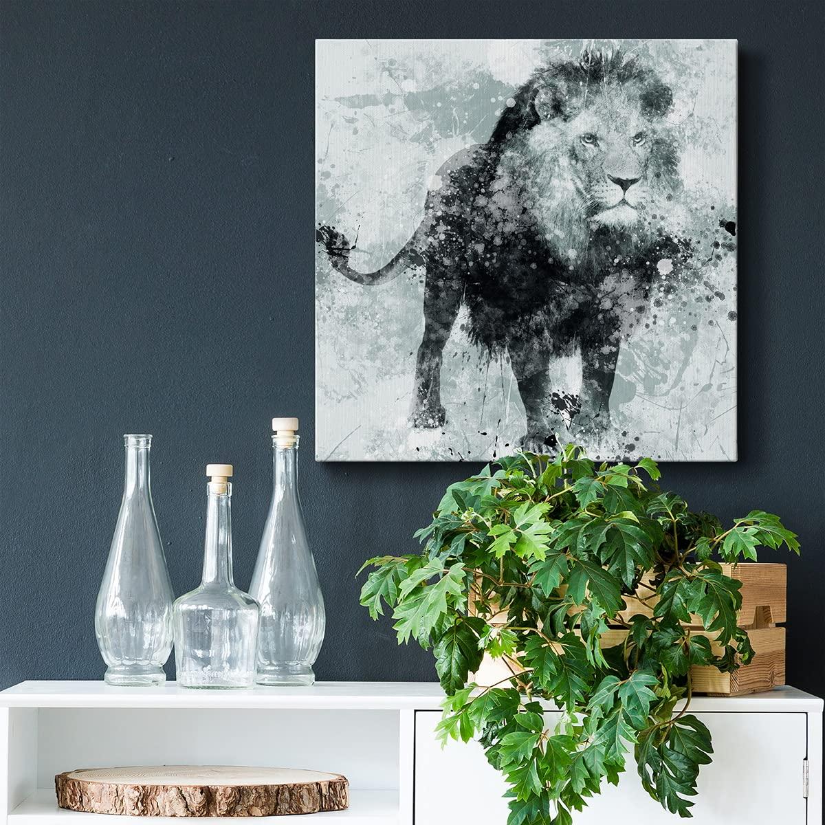 Renditions Gallery Renditions Gallery Canvas Wall Art Animals Theme for Home Dcor, Lion Wall Art, Ready to Hang, 16'' x 16'', (AZS-WC07-15593-R-1616-SC)