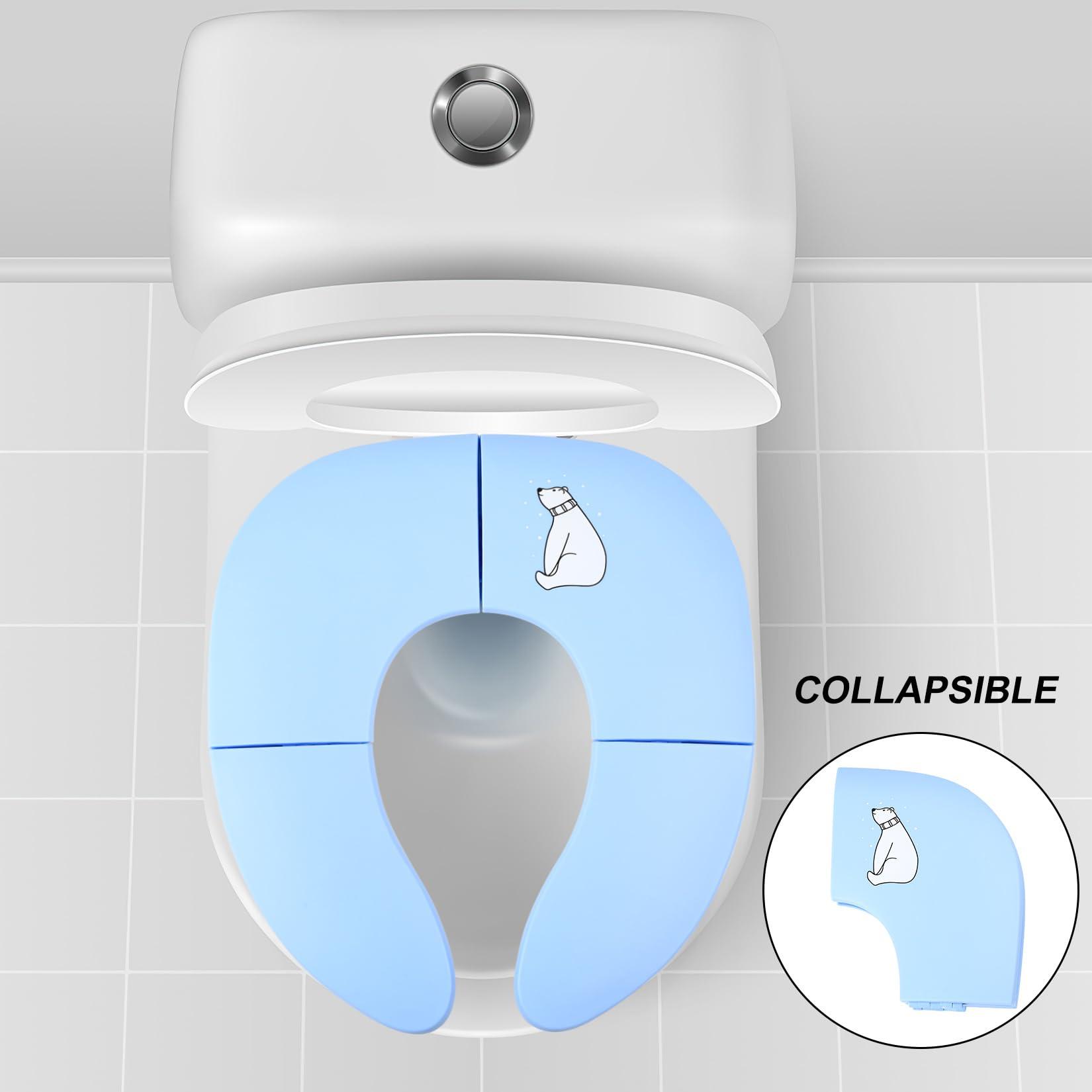Fulushouxi Foldable Potty Seat for Toddler, Travel Potty Seat for Toddler, Foldable Toddler Toilet Seats, Travel Toilet Seat for Toddlers, Non Slip Suction Cups Portable Potty Training Seat for Kids Boys Girls