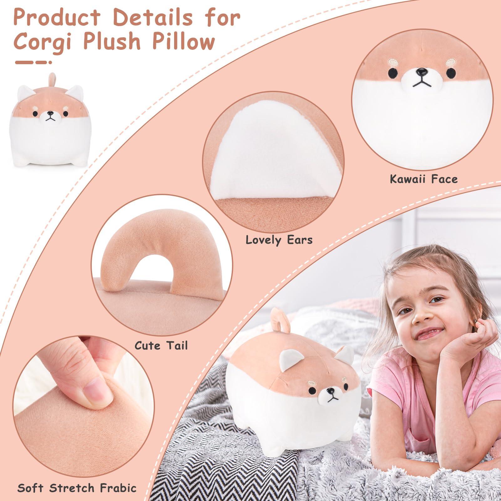 Auspicious beginning Auspicious beginning Shiba Inu Plush Stuffed Animal Corgi Plush Cute Dog Plushie Toy Anime Corgi Shiba Plush Kawaii Plushies Dog Soft Pillow, Plush Toy Birthday Gifts for Boys Girls (Brown, 11.8\")