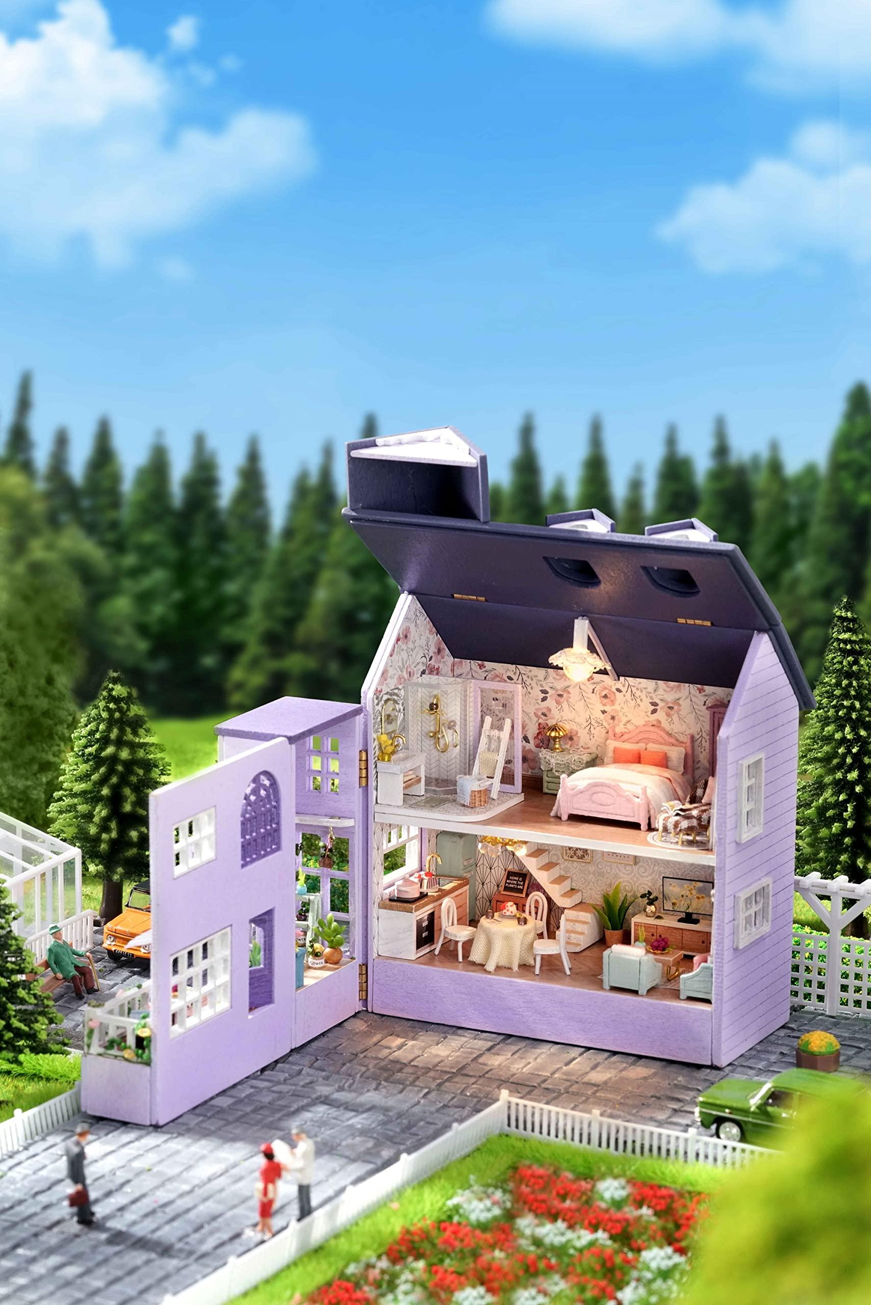 Ahilmrn Ahilmrn DIY Miniature Dollhouse Kit, DIY Wooden Dollhouse Handmade Miniature Building Kit Hobby Craft Home Decor