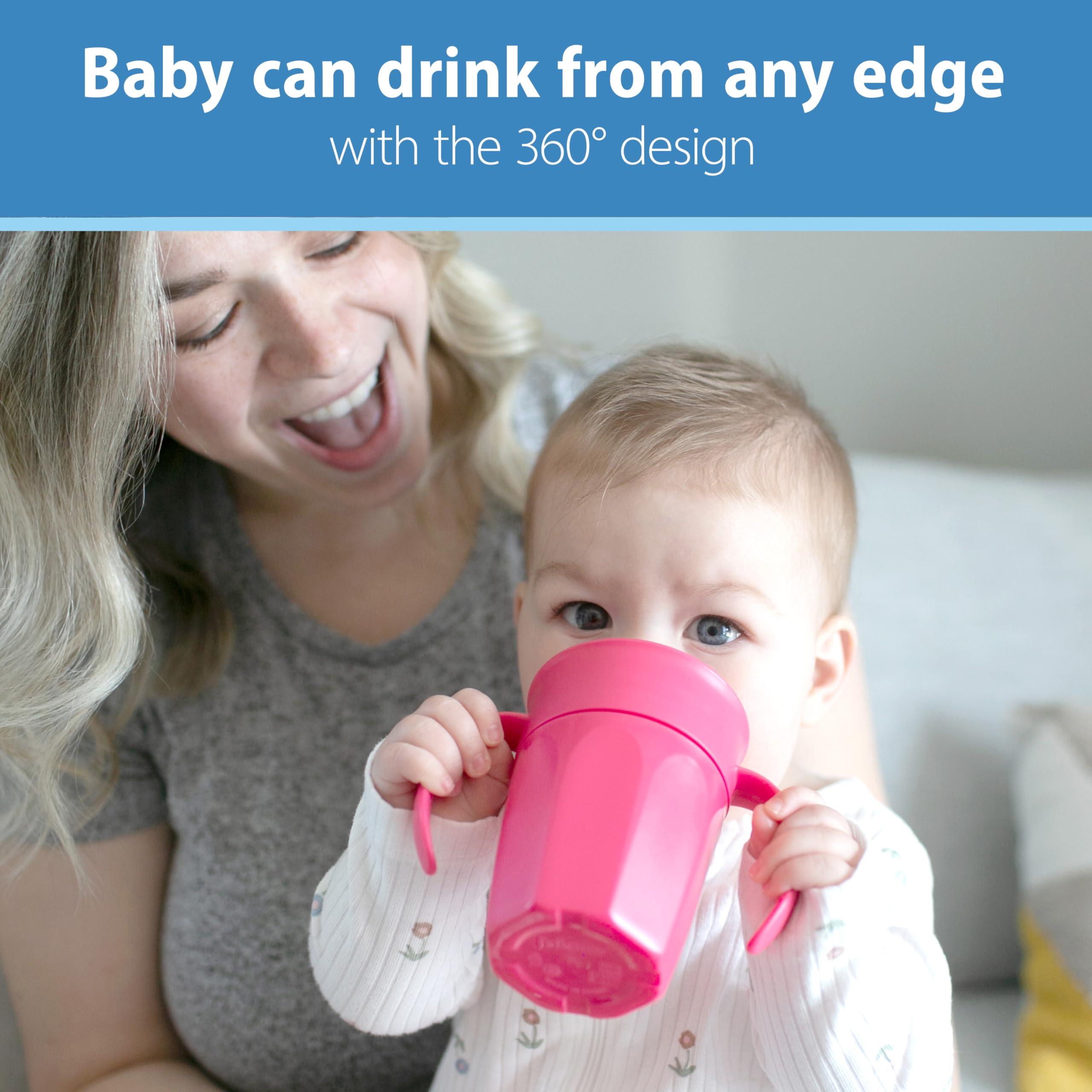 Dr. Brown\'s Dr. Brown's Milestones Cheers 360 Cup Spoutless Transition Handles for Easy Grip & Leak-Freere Training Toddlers Babies, Leak-Free Sippy Cup, Blue/Aqua