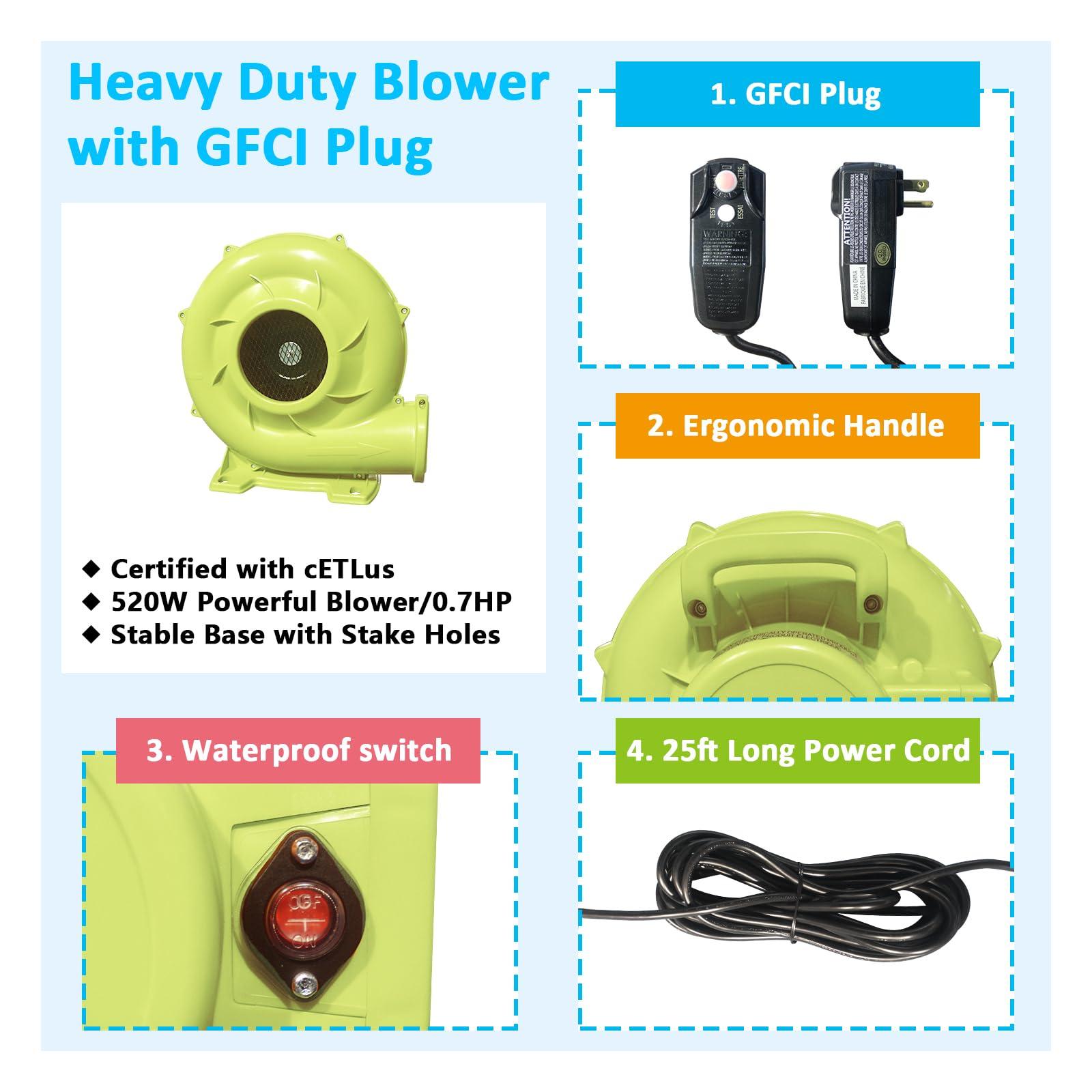 MIRUNAIR MIRUNAIR Inflatable Bounce House with Slides, Inflatable Water Slide for Kids Backyard, Bounce Water Prak with Air Blower, Splash Pool, Water Cannon, Climbing Wall, Outdoor Backyard Water Park