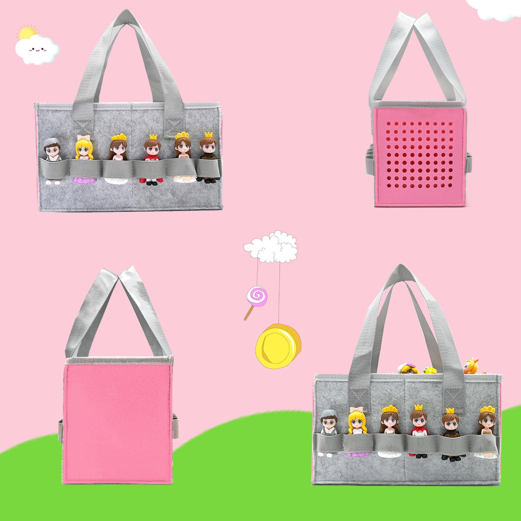 AZTOPA AZTOPA Travel Carrying Case Compatible with Toniebox Audio Player Starter Set,Educational Musical Toy Storage Bag Folding Hand Bag for Tonies Figurines (Pink)