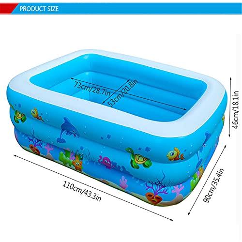 TONGQU TONGQU Paddling Pool for Kids, Rectangle Inflatable Swimming Pool for Kids, Baby Paddling Pool for Garden Backyard Indoor & Outdoor, Easy to Inflate,Ocean,1.1m