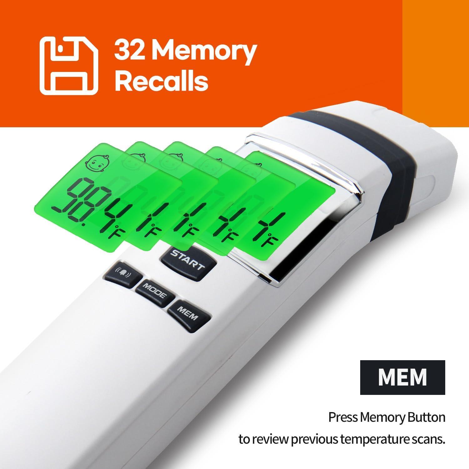 HuBDIC HubiBaby No-Touch Forehead Thermometer, Digital Infrared Thermometer for Adults and Kids, Baby Thermometer with Fever Alarm Fast and Accurate,Ideal for Whole Family (White)