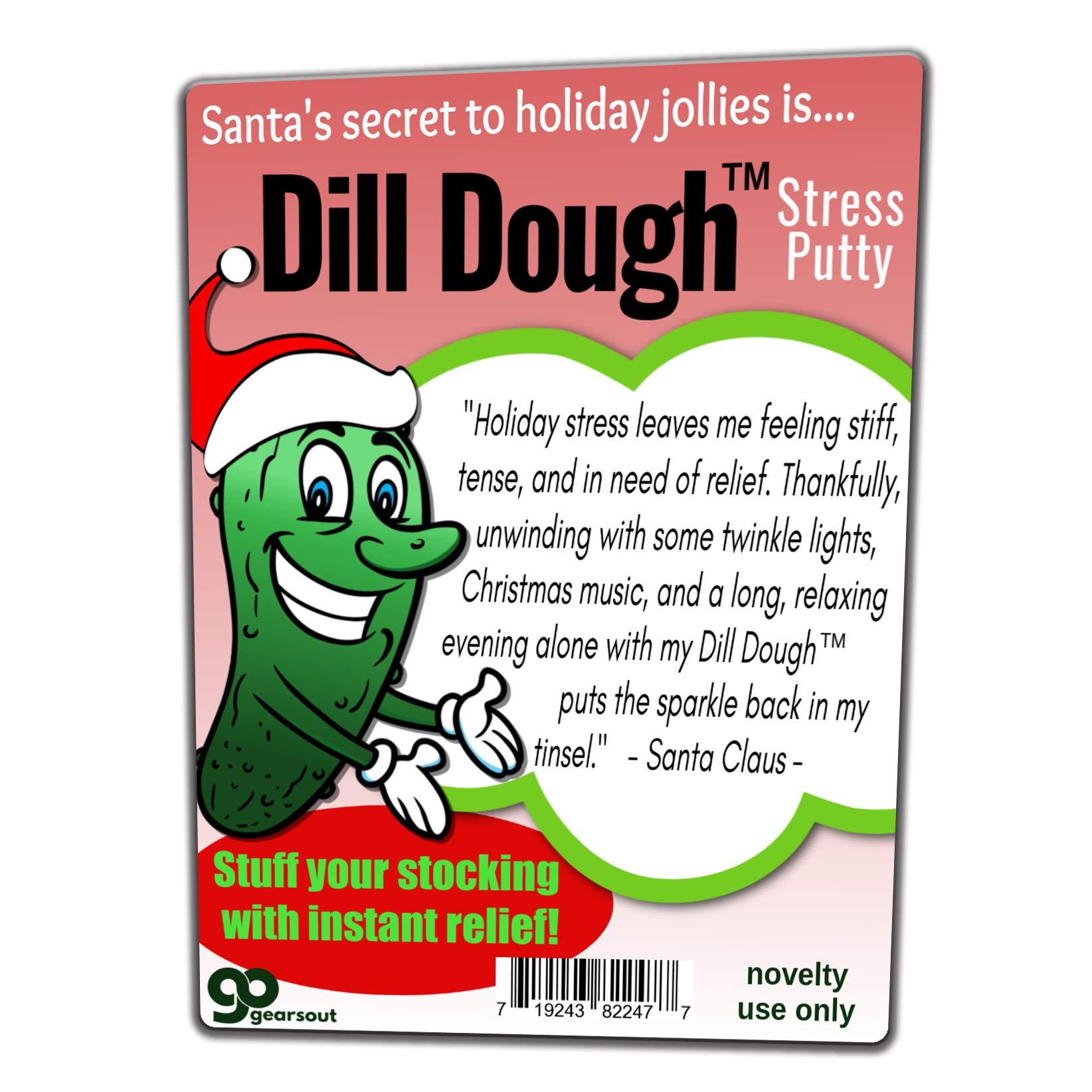 Gears Out Santa\'s Magic Dill Dough Stress Putty for Adults - Pickle Santa Claus Special Christmas Edition Design - Stress Putty for Friends - Made with Real Dill, Neon Green, Glow-in-The-Dark Therapy Putty