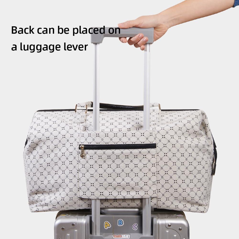 SUNVENO SUNVENO Diaper Bag Women Travel Bag Mommy Bag Weekender Bags Large Capacity duffle Bag, White