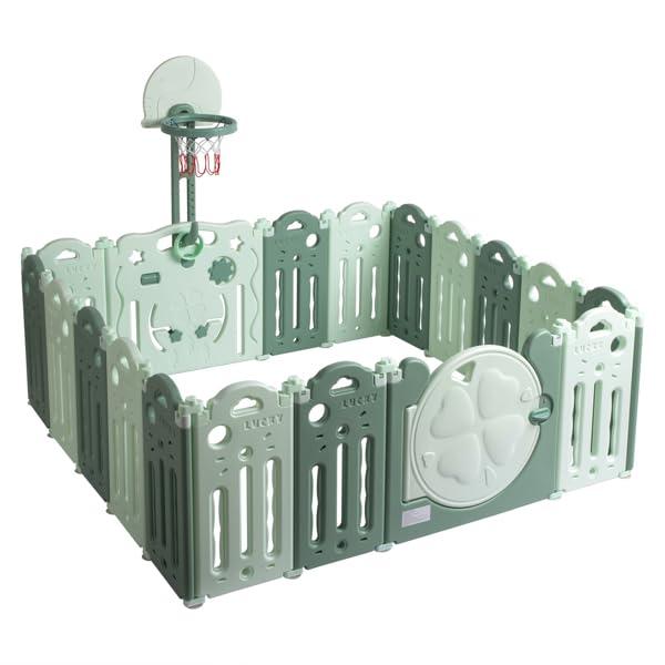 ToysCentral Basics PARC bb en HDPE Pliable 16 2 panneaux avec Panier de Basket-Ball- Vert