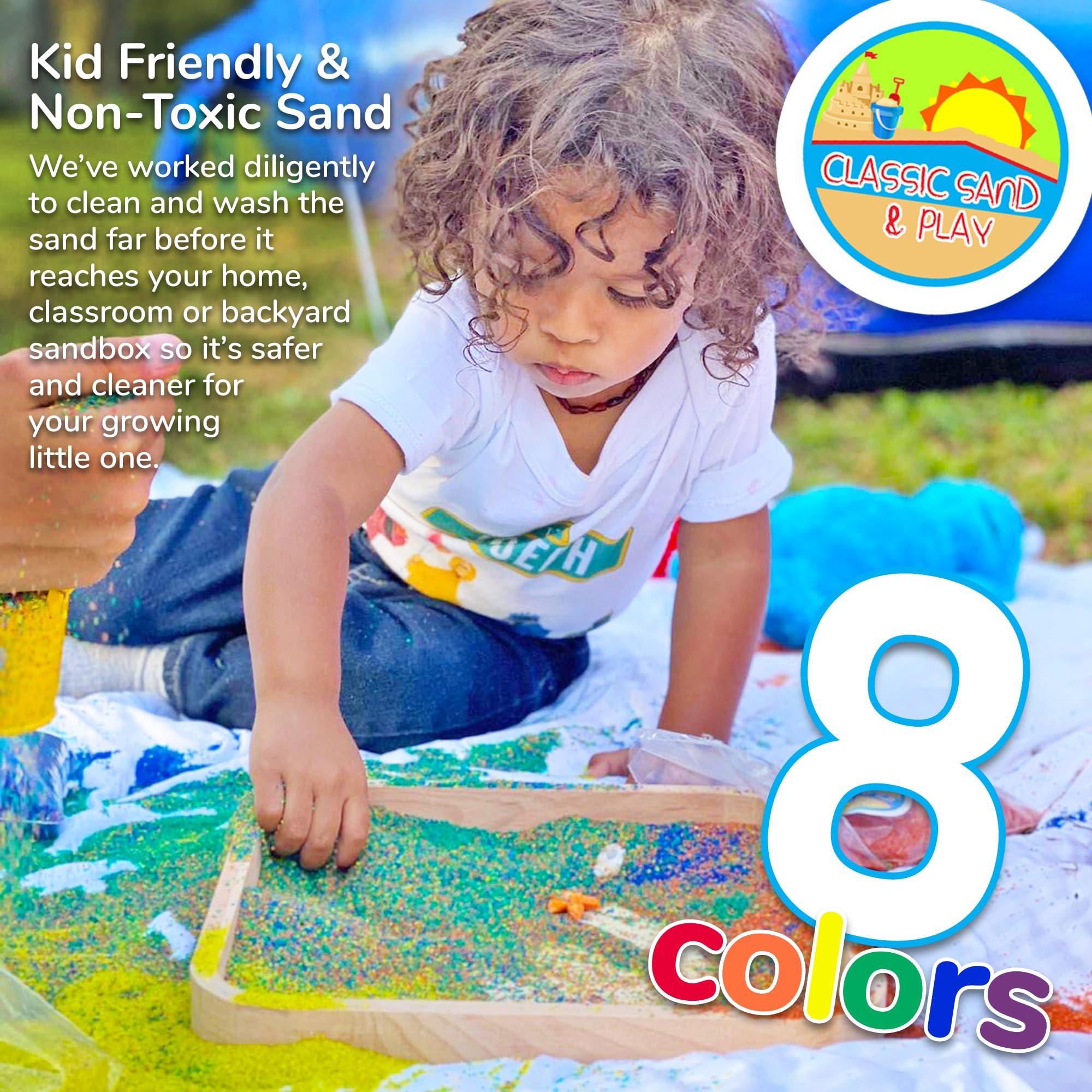 CLASSIC SAND & PLAY Classic Sand and Play Blue Colored Play Sand, 5 lb. Bag, Natural and Non-Toxic, Fun Wet and Dry Indoor and Outdoor, Sandbox, Therapy, and Table Use, Building, Stimulate Sensory Needs