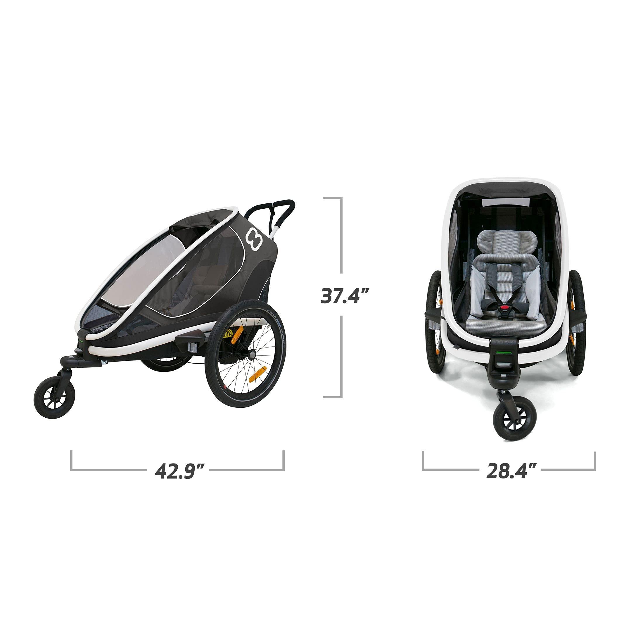 Hamax Hamax Outback One Seat Reclining Multi-Sport Child Bike Trailer + Stroller (Jogger Wheel Sold Separately) (Grey/Black)