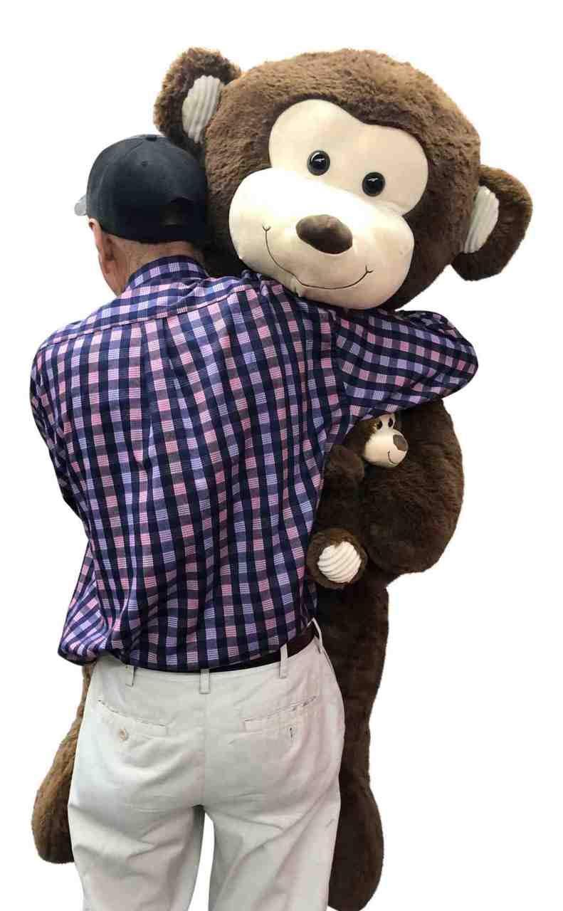 Big Plush Big Plush 4 Foot Giant Stuffed Monkey Holding Baby 48 Inches Soft 122 cm Huge Cuddly Stuffed Animal