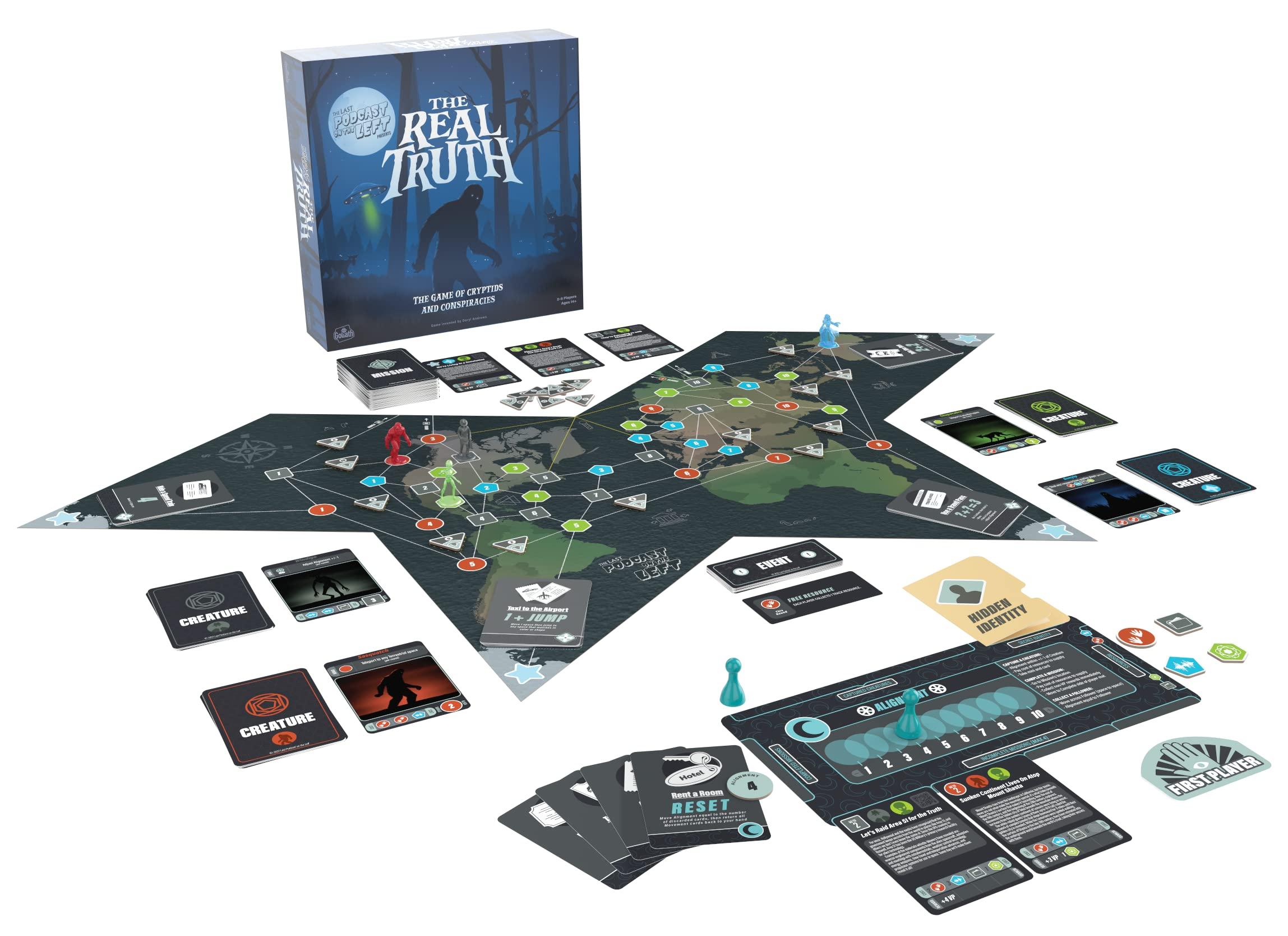 Goliath Goliath The Last Podcast on The Left Presents: The Real Truth - Strategy Game of World Conspiracy Theories and Mysteries with Over 300 Components - Ages 14 and Up, 2-5 Players