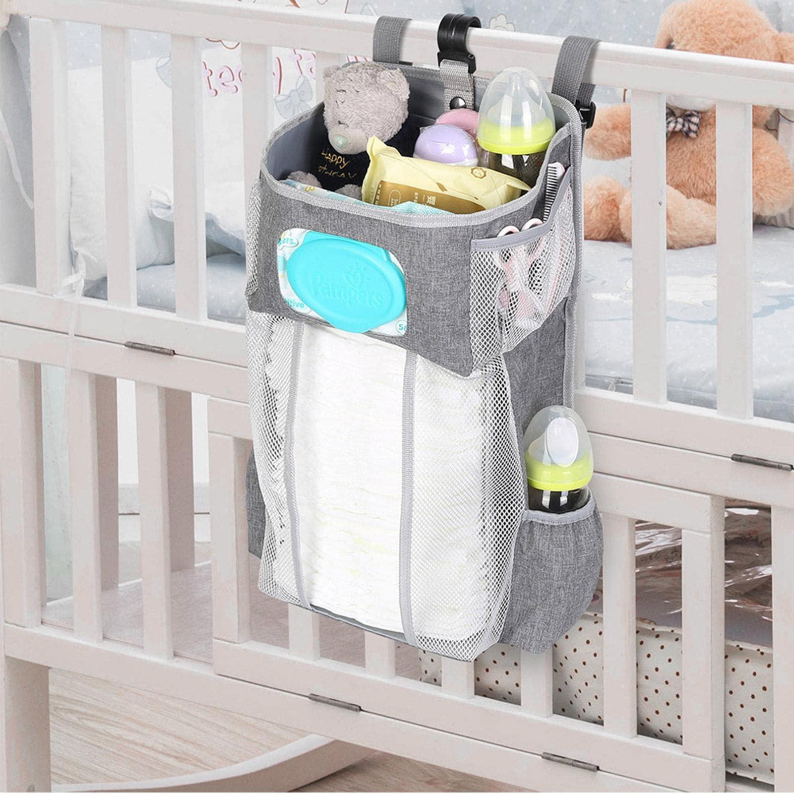 Sinolmaibe Hanging Diaper Caddy Organizer, Diaper Organizer For Crib, Diaper Holder Organizer, Diaper And Wipes Organizer, Diaper Stacker For Changing Table Nursery Organization Storage Holder For Baby