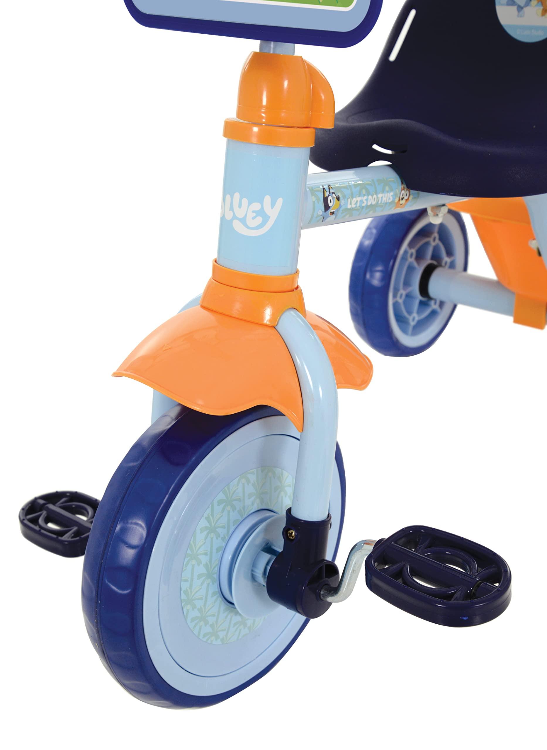 Bluey Bluey First Ride On Trike - Licensed Kids\' Ride On Toy with Adjustable Handle, Easy-Switch Pedal Clutch, Puncture-Proof Tyres, Steel Frame, Front Mudguard, Rear Storage Suitable Age 2 Years +