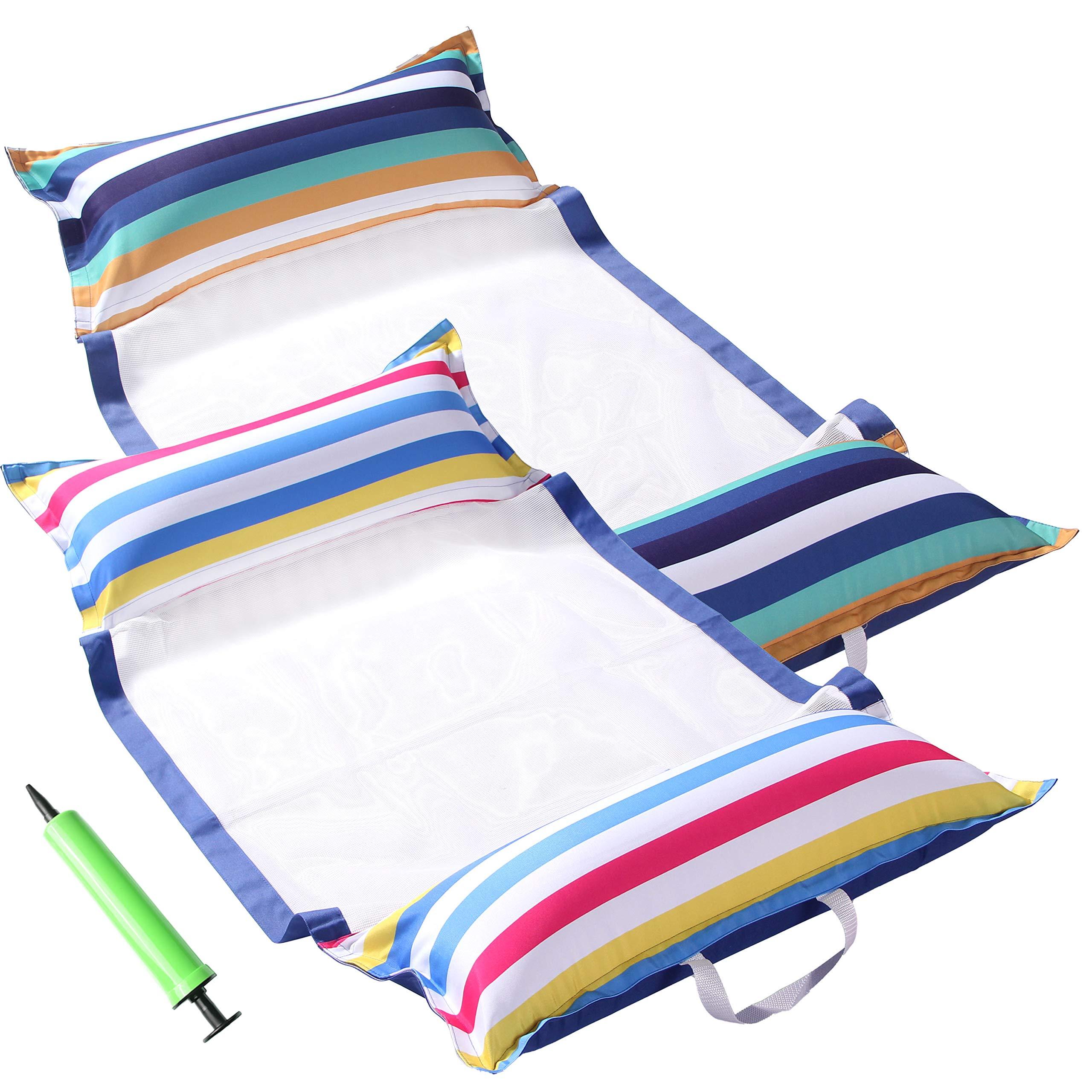 FindUWill FindUWill Inflatable Pool Lounge, 2 Pack Inflatable Pool Floats with Headrest, X-Large, Cooling Pool Floaties and FindUWill Pool Hammock Floats, XL, 2Pack Inflatable Water Hammocks Floaties