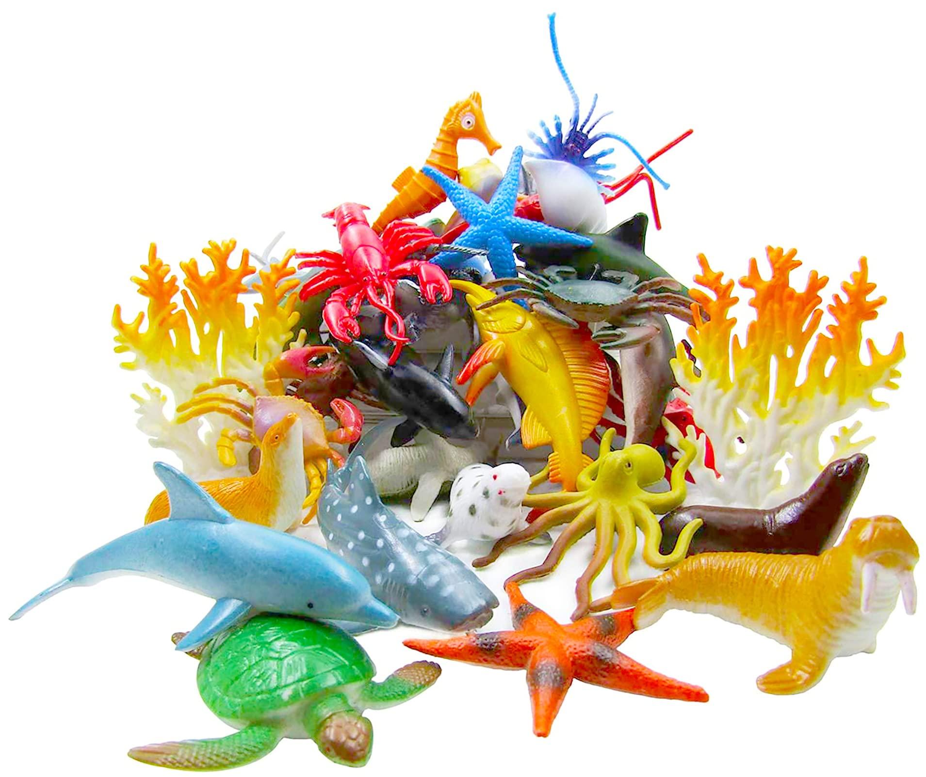 HAFUZIYN Ocean Sea Animal, Assorted Mini Sea Creatures Toys Set, Realistic Underwater Sea Animals Figure Bath Toy, 38Piece Set