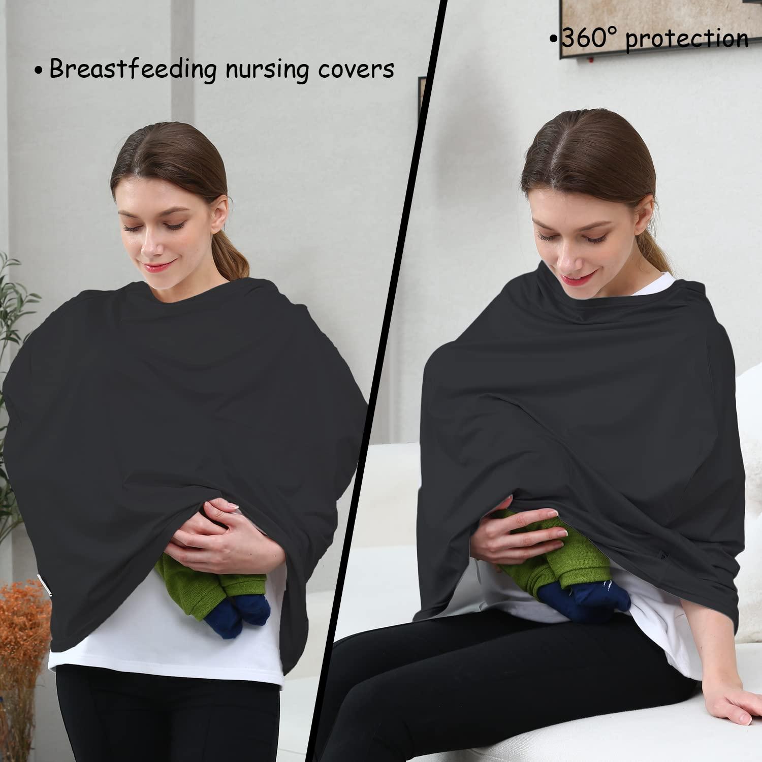 Dudeeghes Carseat Covers for Baby Breastfeeding Multi use Car Seat Canopy Cover, Infant Stroller Canopy Cover for Boy and Girls (Black Print)