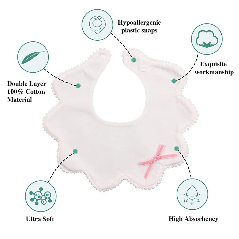 JANGANNSA JANGANNSA 3 PCS Flower Baby Bibs Infant Burp Clothes for Baby Girls Saliva Towel Cotton Infant Toddler Girls Bibs(3 PCS -B)