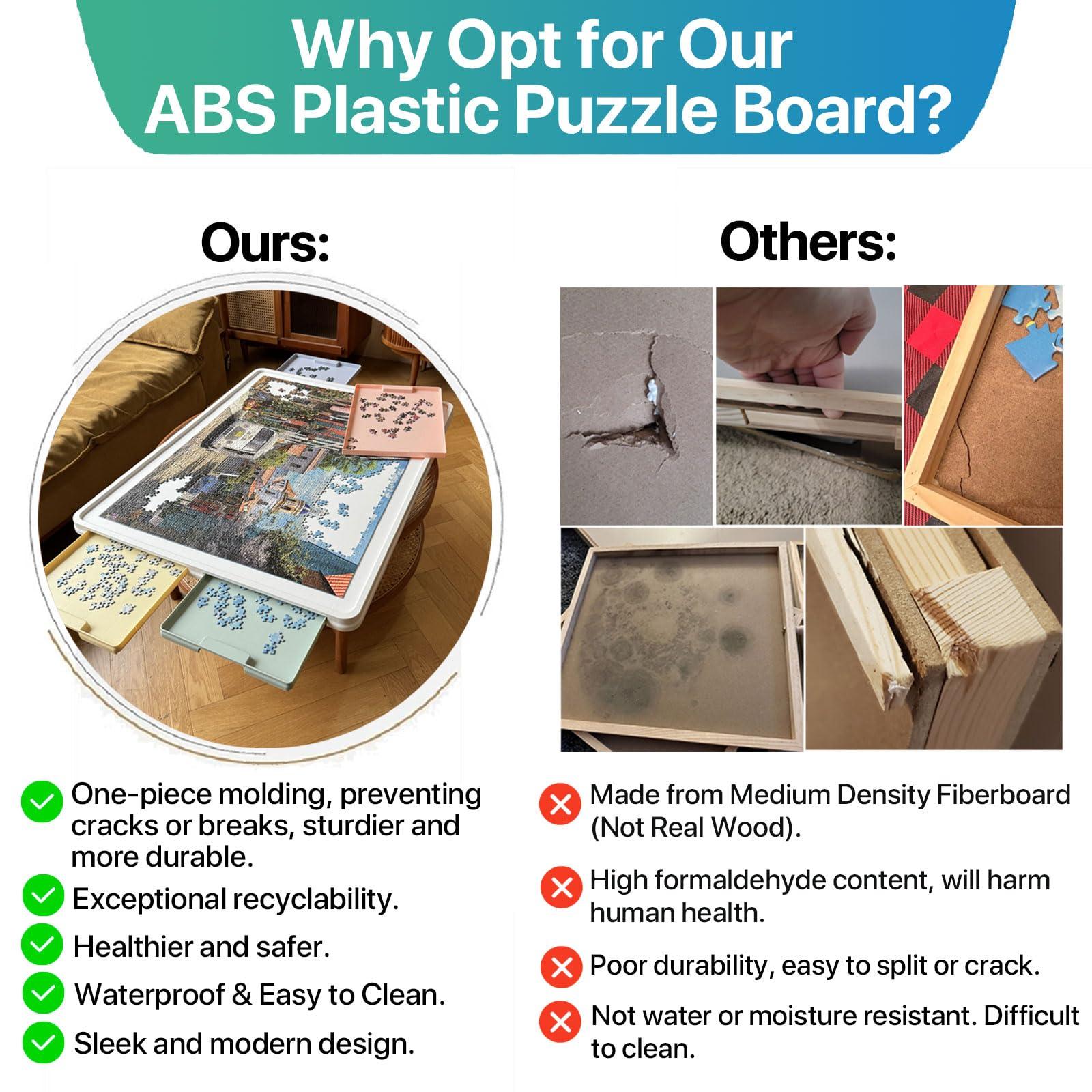 Playboda Playboda 1500 Pieces Rotating Plastic Puzzle Board with Drawers and Cover, 35"x27" Portable Spinning Jigsaw Puzzle Table for Adults, Upgraded Lazy Susan, Ideal Gift for Mum