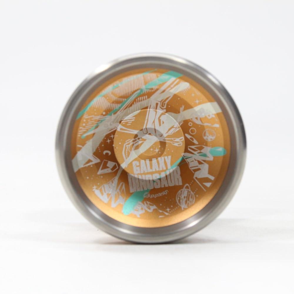 C3yoyodesign C3yoyodesign Galaxy Dinosaur Yo-Yo - Titanium Ring Bi-Metal YoYo (Orange/Green/Silver)